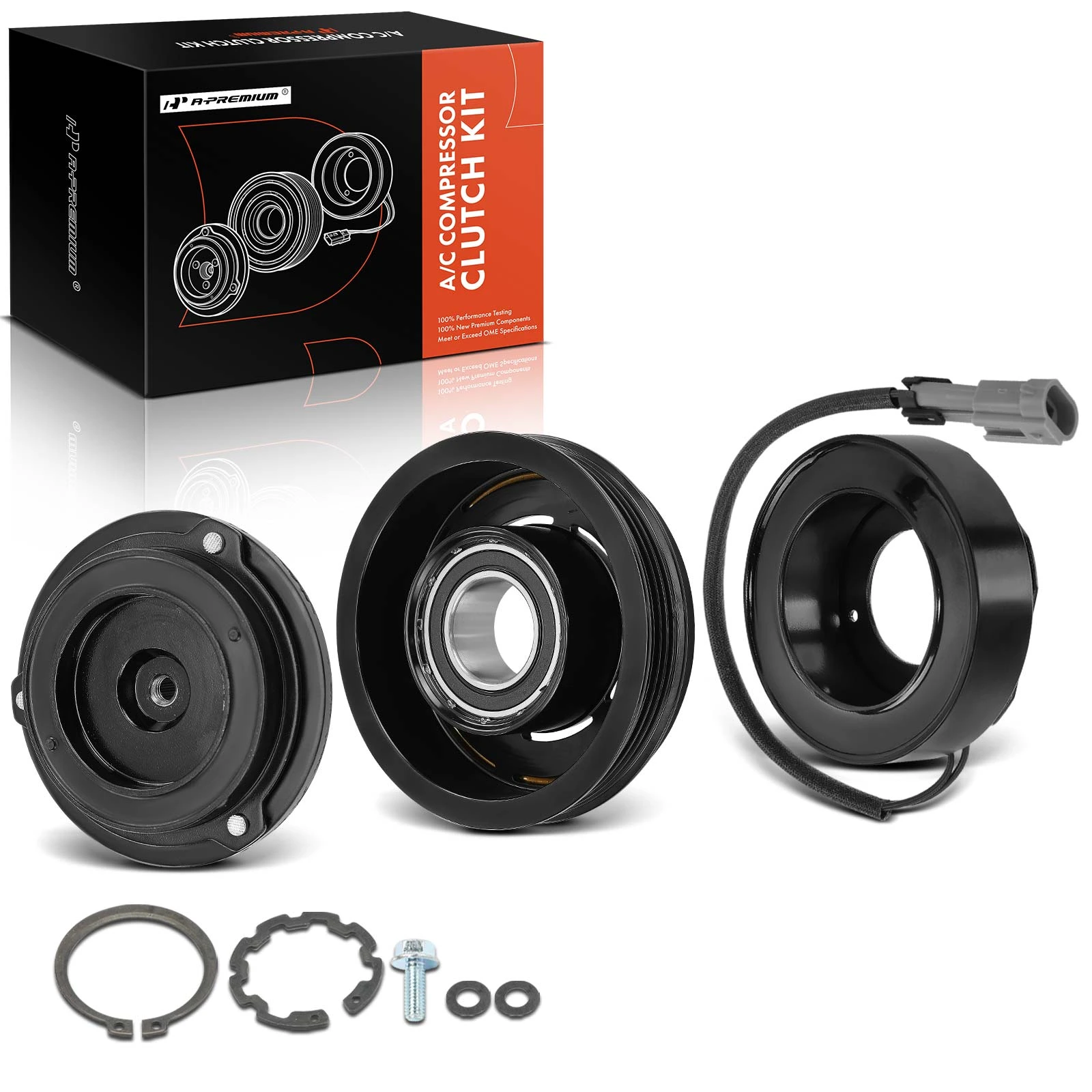 AC Compressor Clutch Kit with 4-Groove Pulley