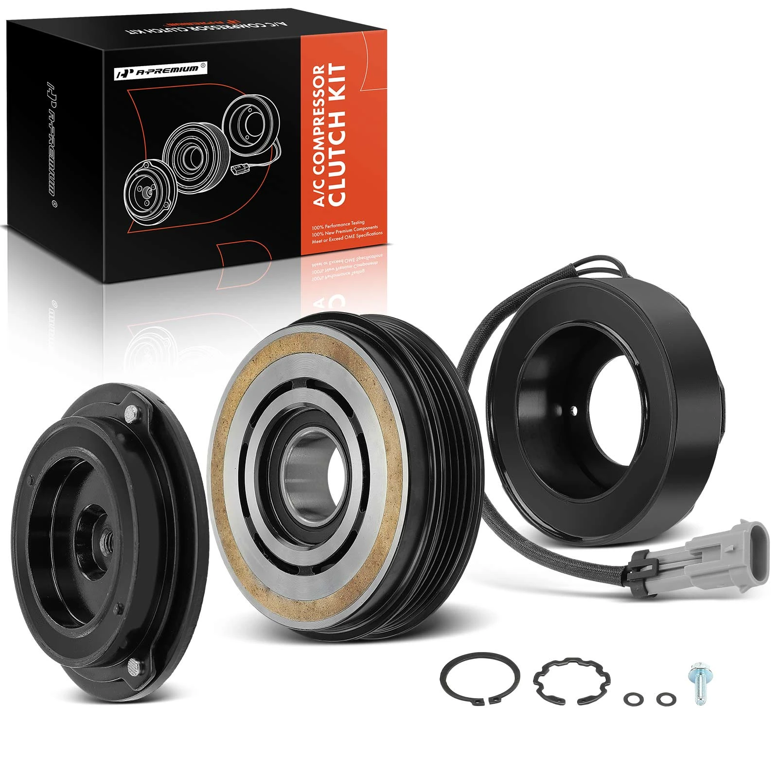 AC Compressor Clutch Kit with 4-Groove Pulley for 2003-2009 Chevrolet Tahoe