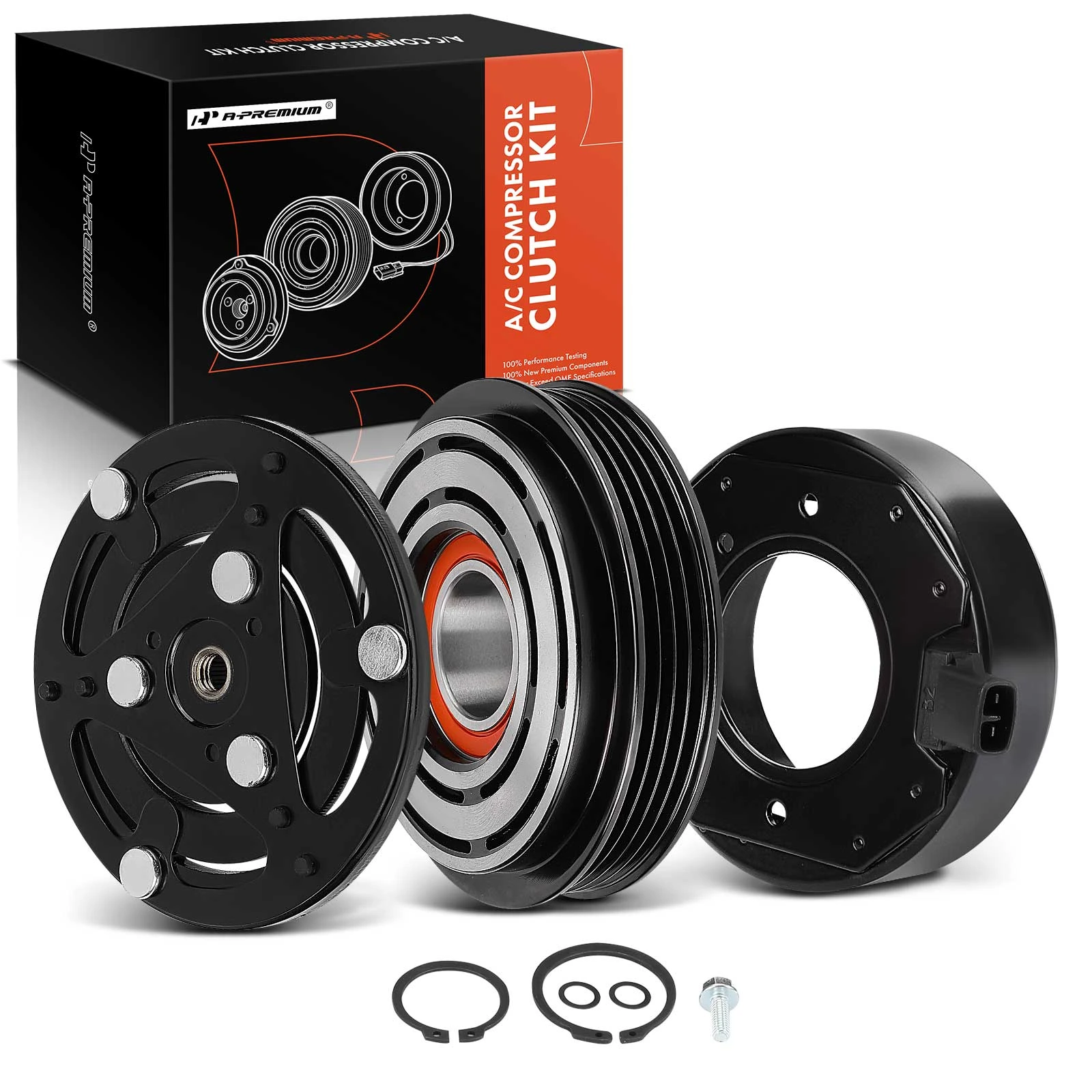 AC Compressor Clutch Kit with 4-Groove Pulley for 2000-2005 Toyota Echo