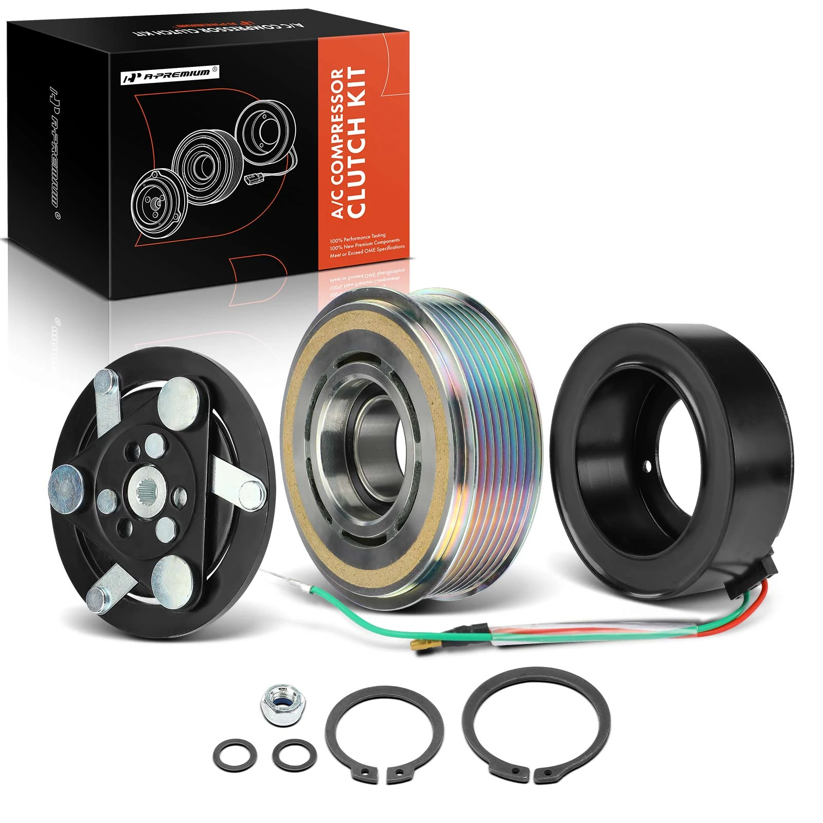 AC Compressor Clutch Kit with 7-Groove Pulley for 2008-2012 Honda Accord