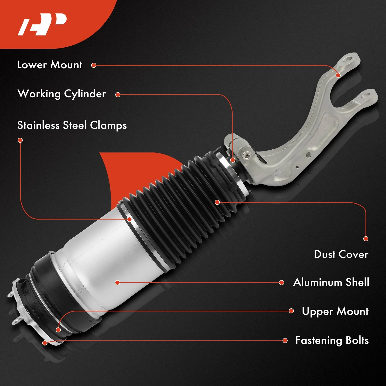 Front Driver or Passenger Air Suspension Strut for Tesla X 2016-2021 BATTERY EV