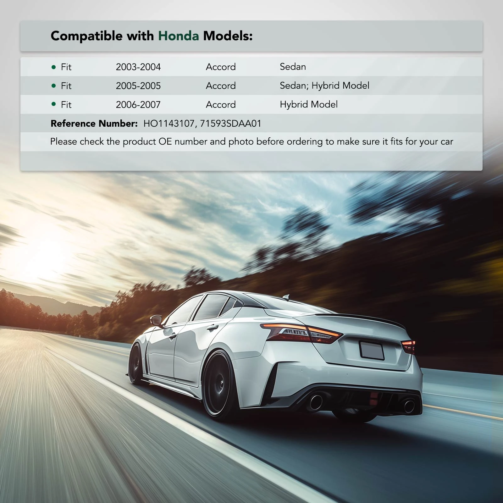 Rear Passenger Plastic Bumper Bracket for 2003-2007 Honda Accord