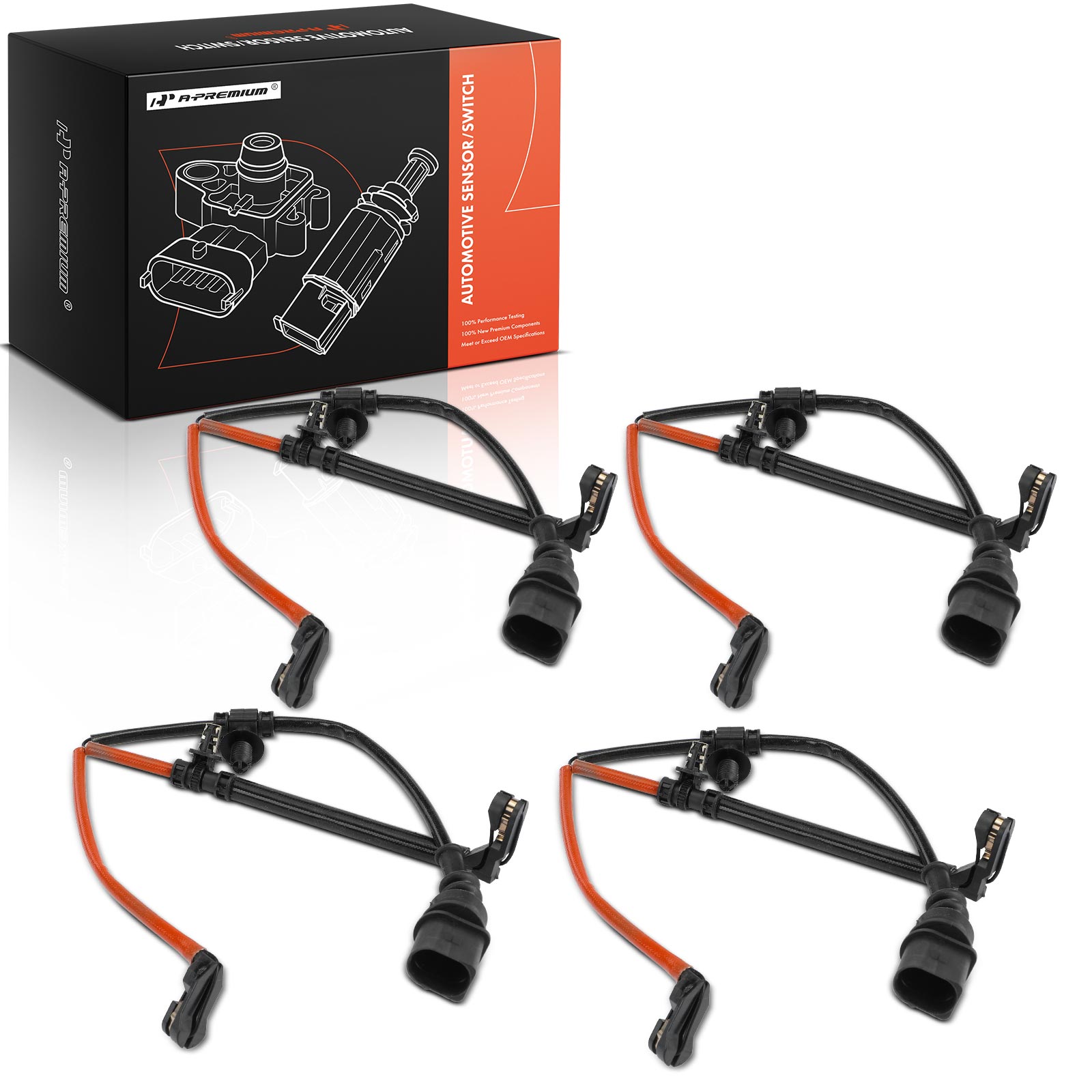 4 Pcs Front & Rear Disc Brake Pad Wear Sensor