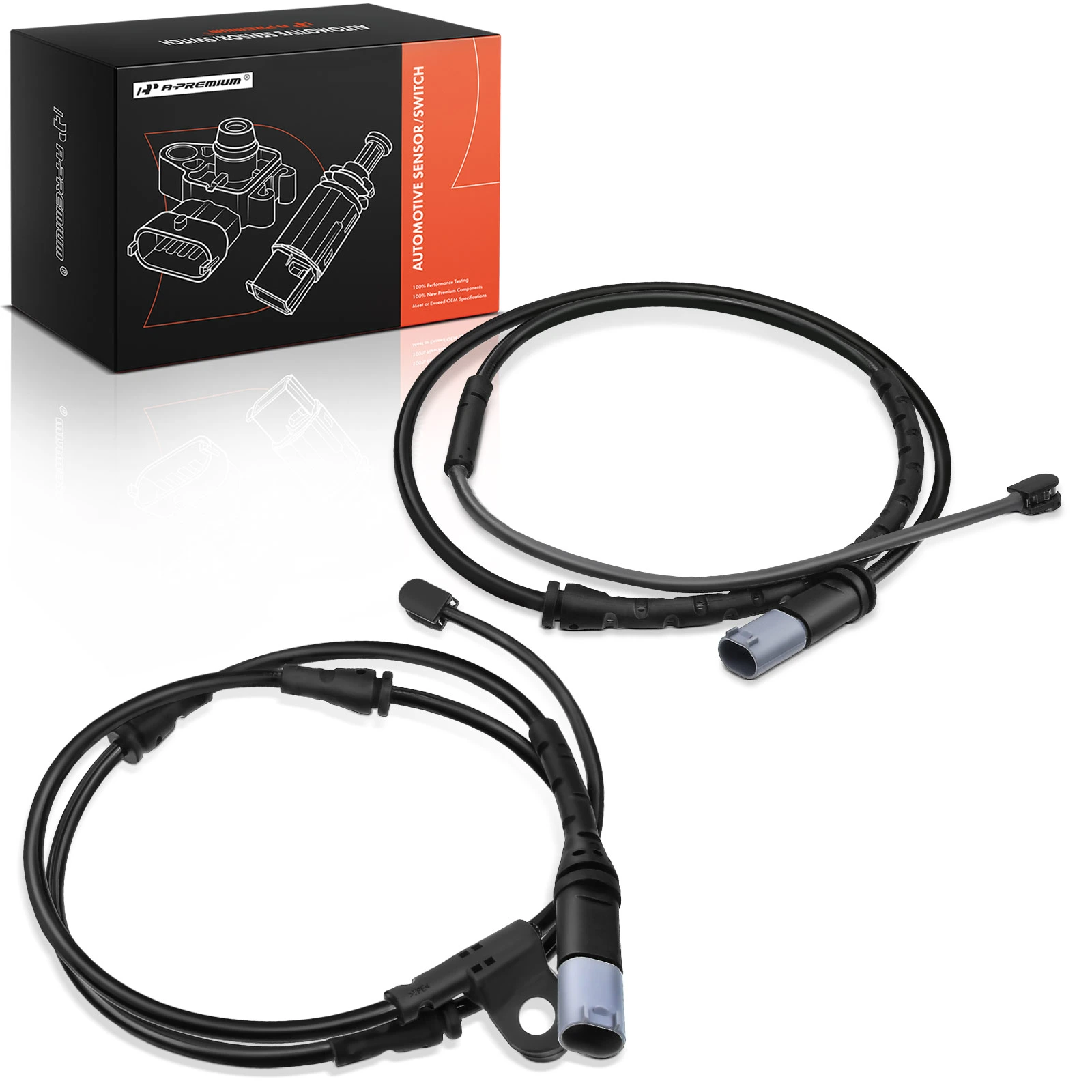 2 Pcs Front & Rear Disc Brake Pad Wear Sensor