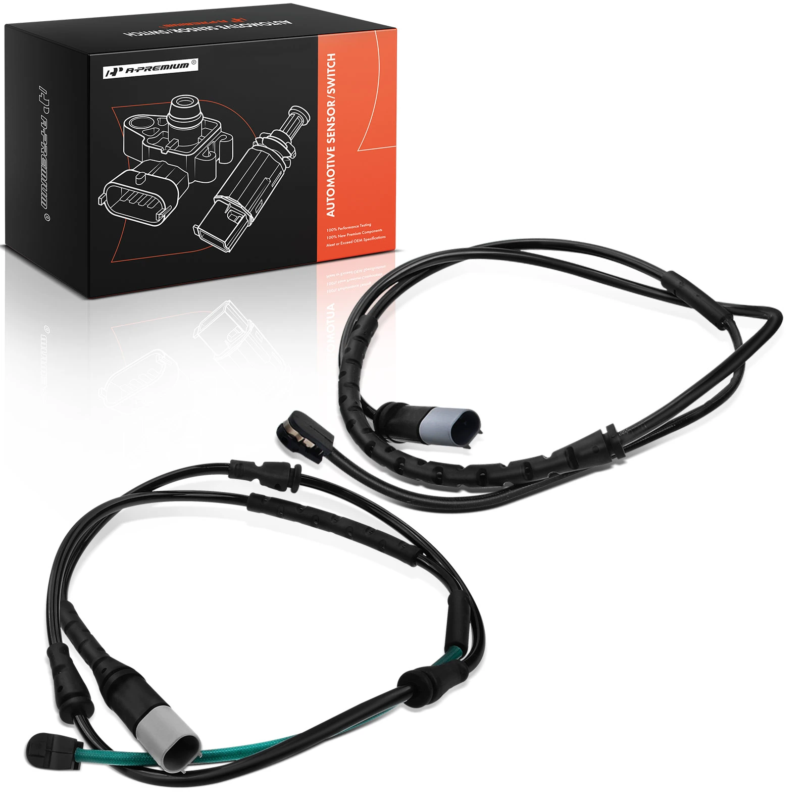 2 Pcs Front & Rear Disc Brake Pad Wear Sensor