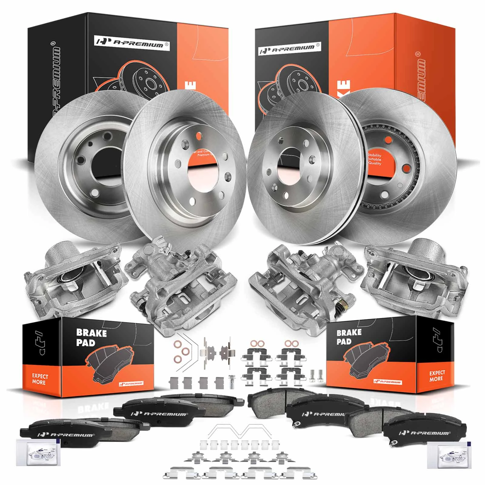 2006-2013 Mazda 6 16pc Brake Rotor Pad and Caliper Kit Front & Rear 1-Piston A-Premium APBRPR2005