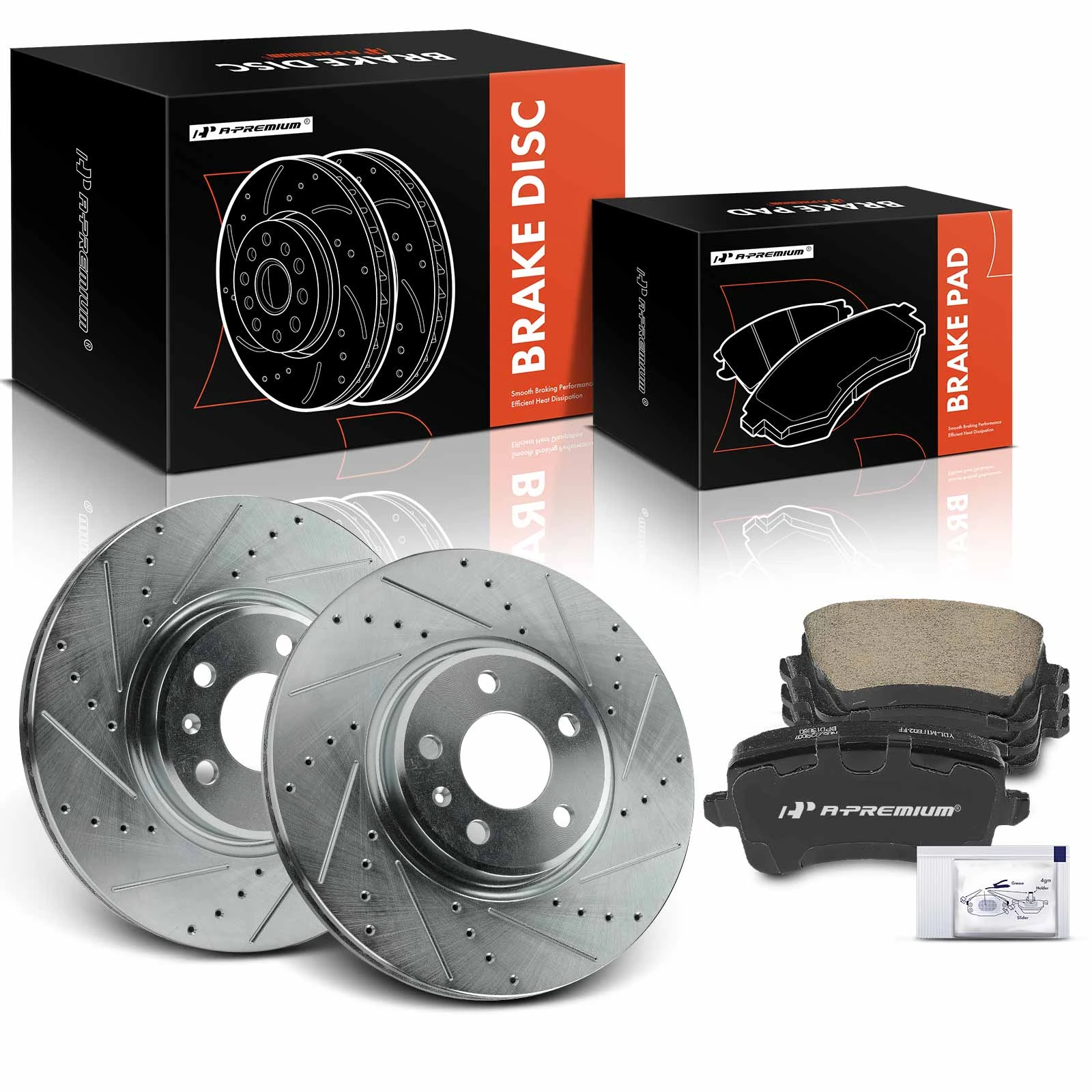 6 Pcs Front Drilled Brake Rotors & Ceramic Brake Pads