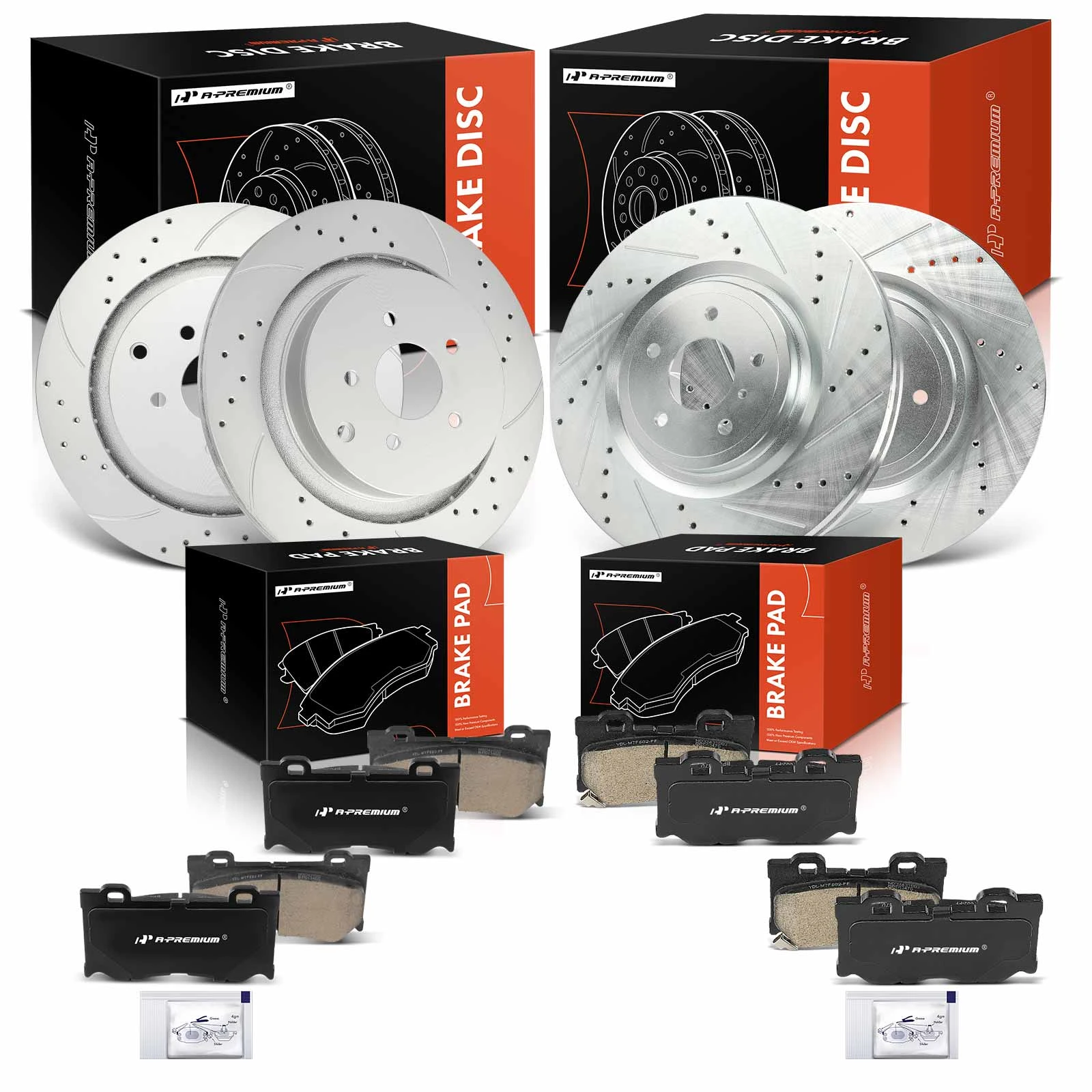 12.13" (308 Mm) Rear Vented Drilled & Slotted Brake Rotors E-Coated & Premium Ceramic Brake Pads Kit – Driver & Passenger Side - Foto 3