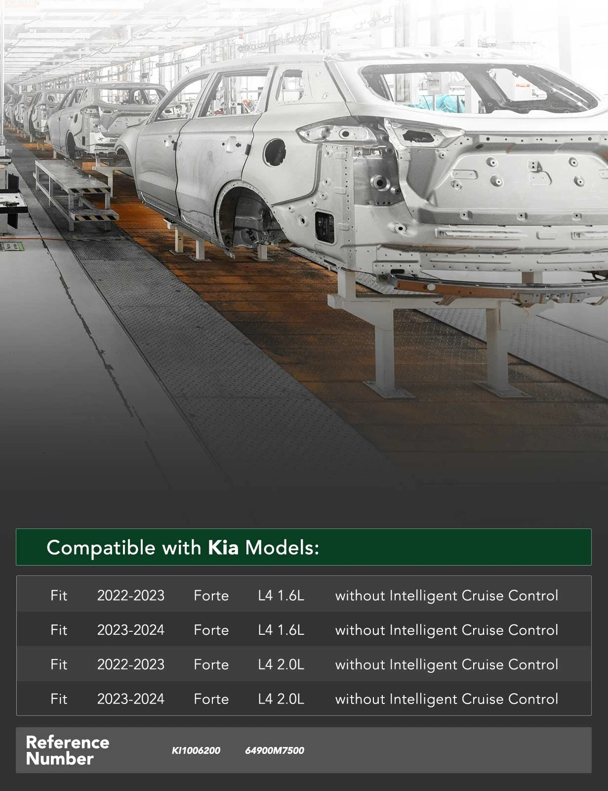 Front Steel Bumper Reinforcement for 2022-2024 Kia Forte