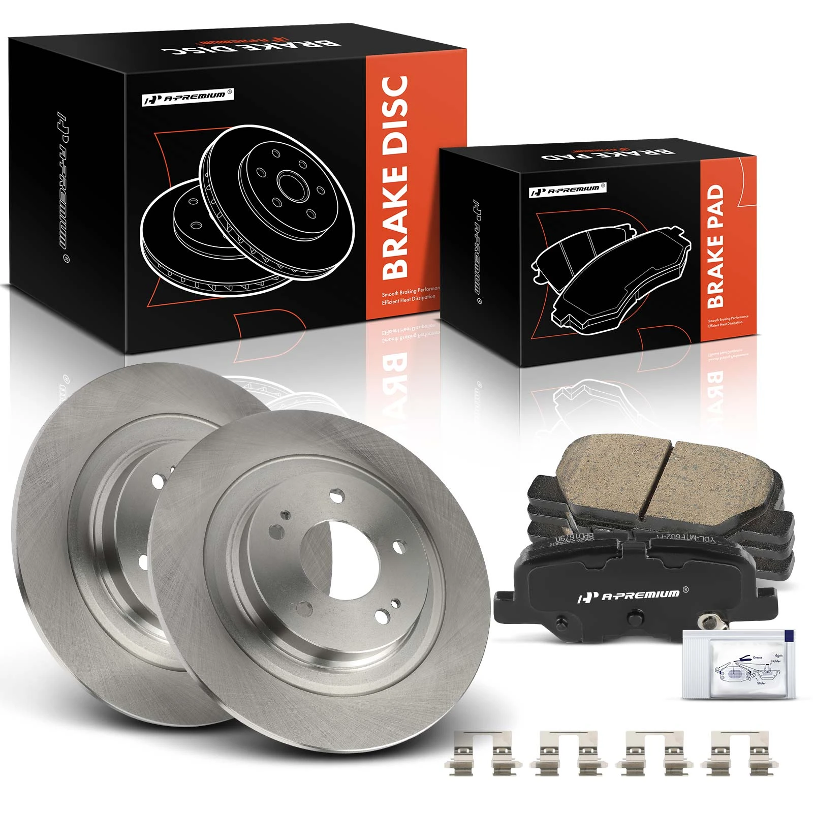 2013-2018 Mitsubishi RVR Disc Brake Rotors and Ceramic Pads Kit, 6 Pcs, Rear Driver & Passenger, A-Premium, APBRPR1483