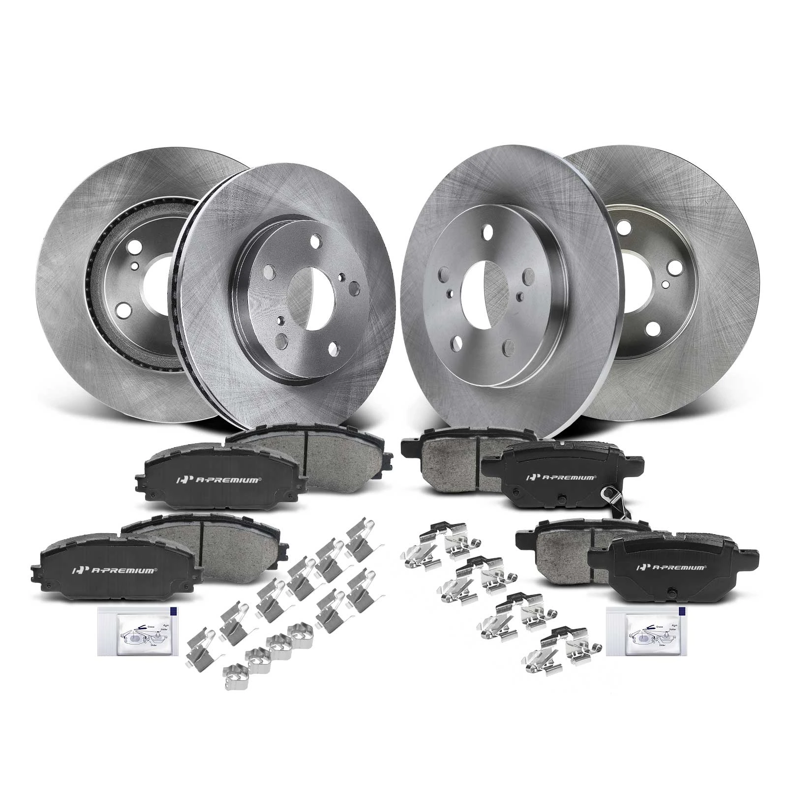 Front & Rear Disc Brake Rotors & Ceramic Brake Pads