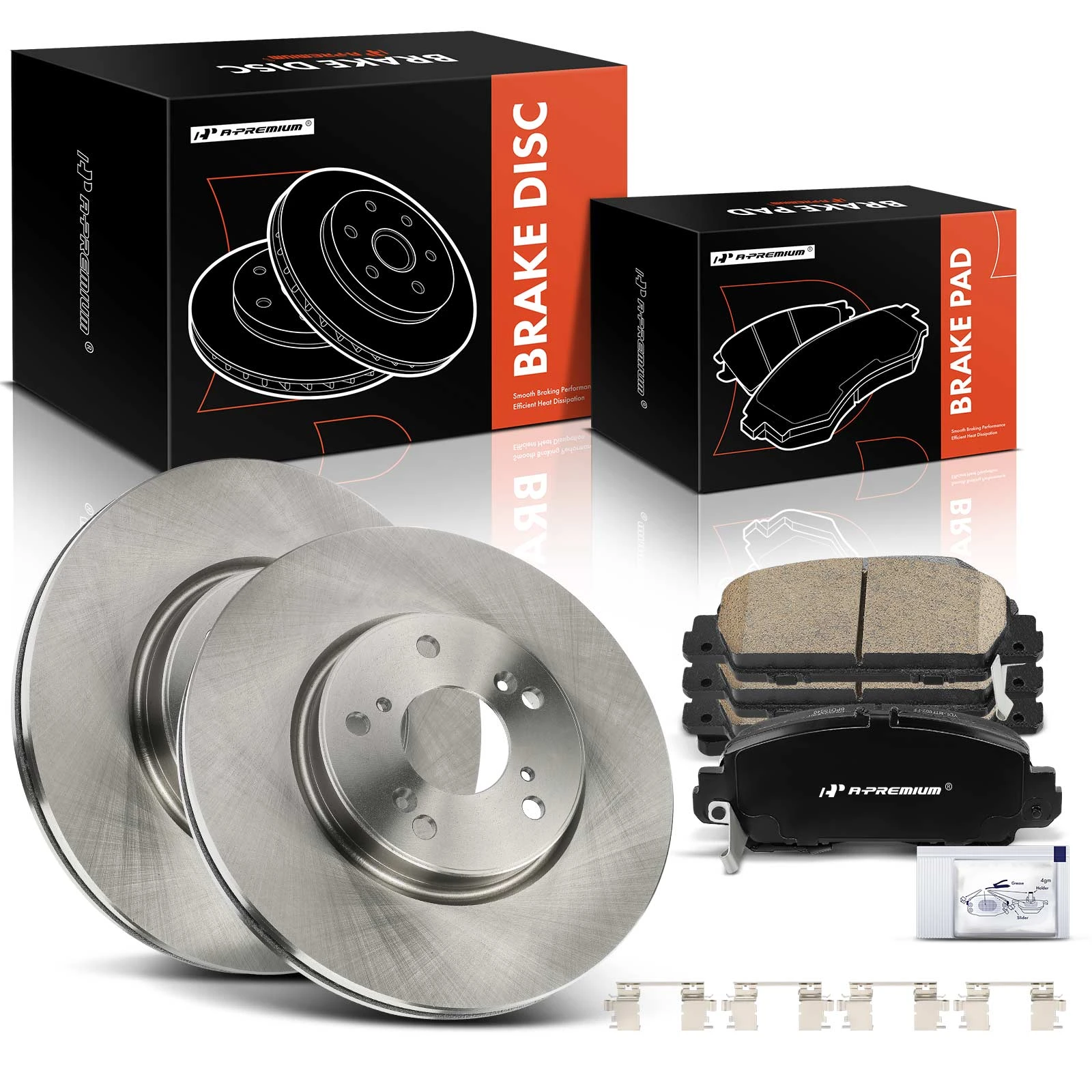 6 Pcs Front Disc Brake Rotors & Ceramic Brake Pads