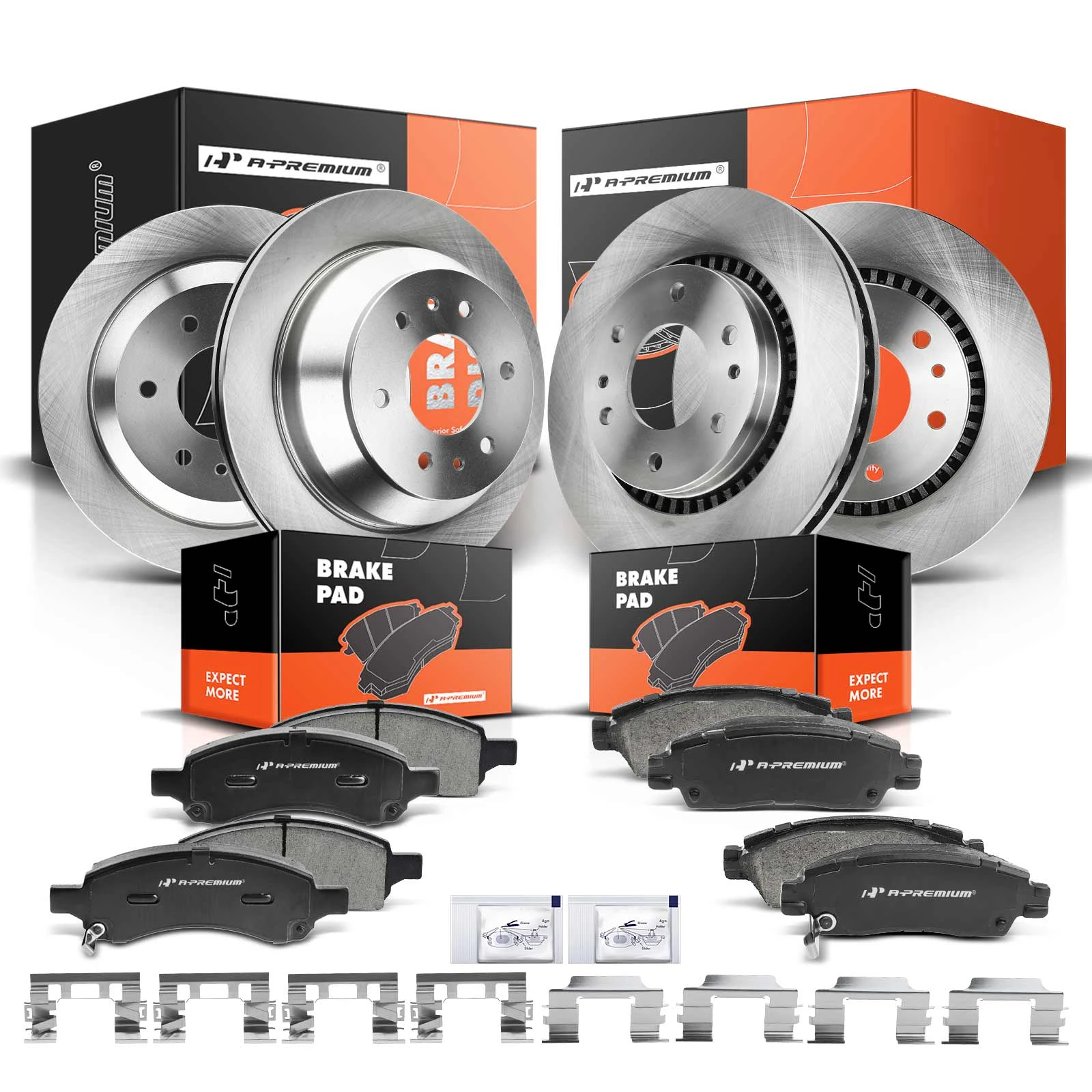 Kit Freni Completo Per Chevy Trailblazer, GMC Envoy - Dischi Anteriori 12.01" E Posteriori 12.80", Pastiglie Ceramiche, 10 Pezzi - Foto 6