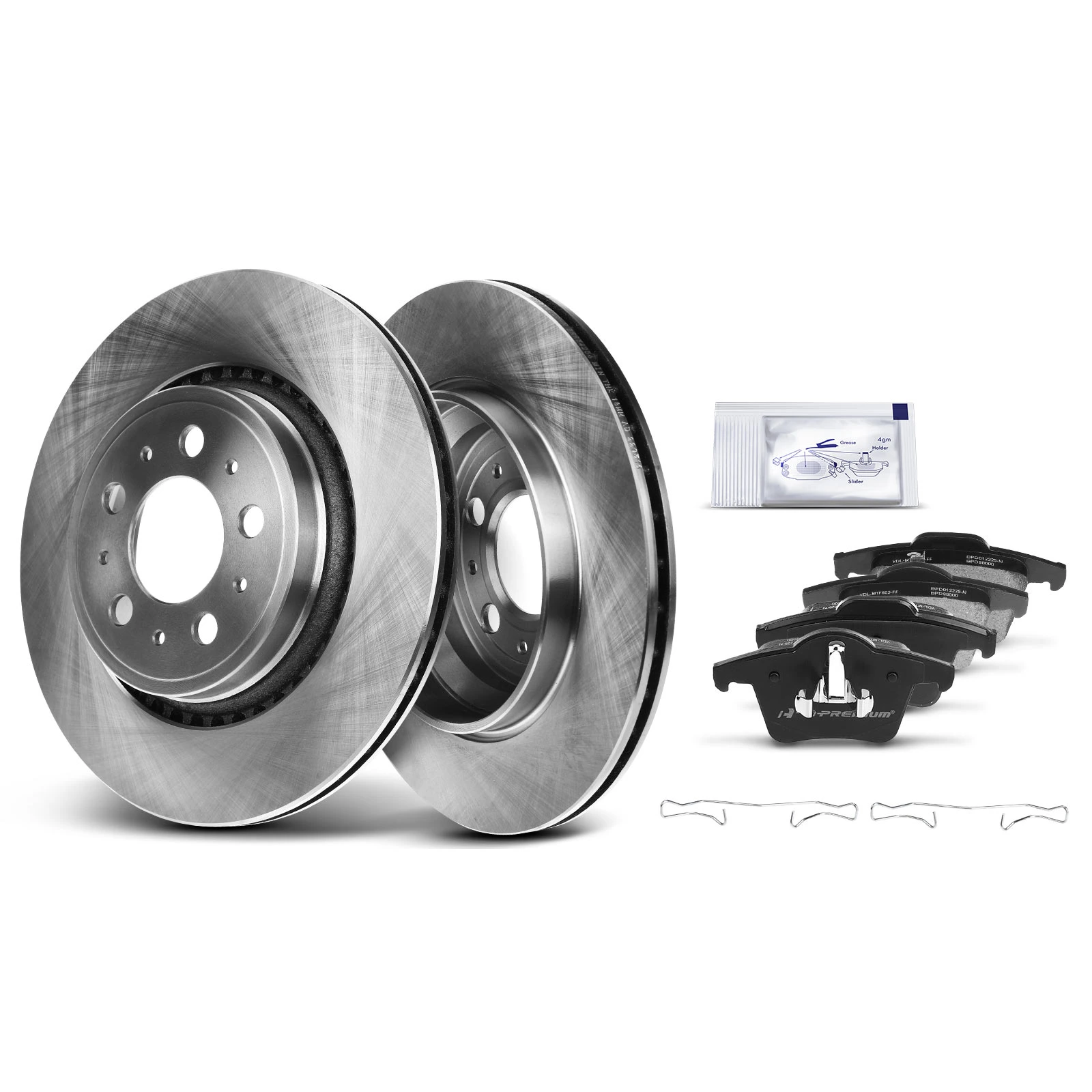 2003-2014 Volvo XC90 Disc Brake Rotors and Ceramic Pads Kit, 6 Pcs, Rear Driver & Passenger, A-Premium, APBRPR349