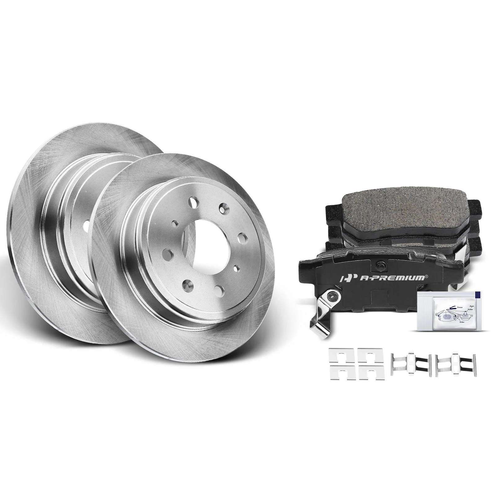 1990-2001 Acura Integra Disc Brake Rotors and Ceramic Pads Kit, 6 Pcs, Rear Driver & Passenger, A-Premium, APBRPR060