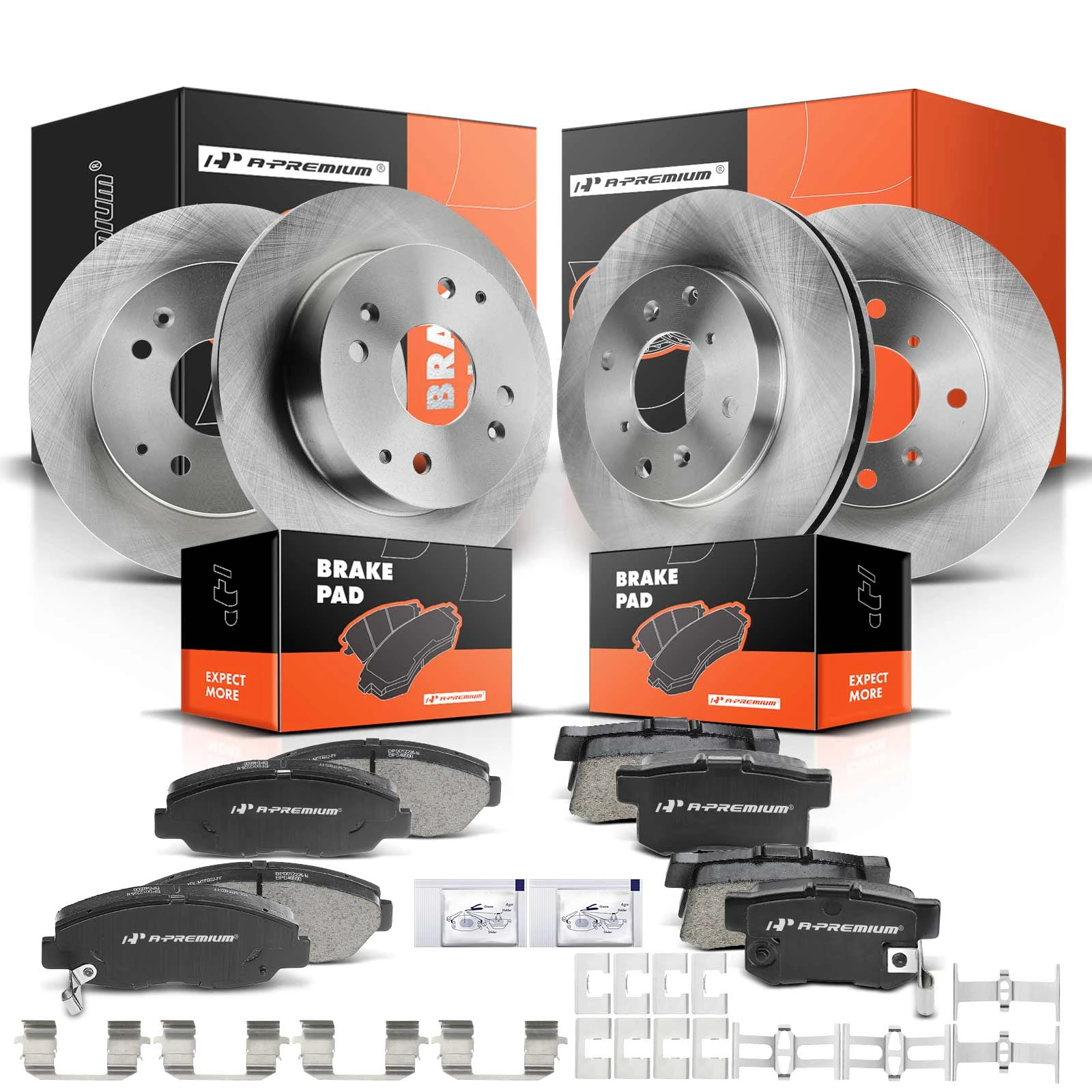 1998-1999 Acura CL Disc Brake Rotors and Ceramic Pads Kit, 12 Pcs, Front & Rear, A-Premium, APBRPR082