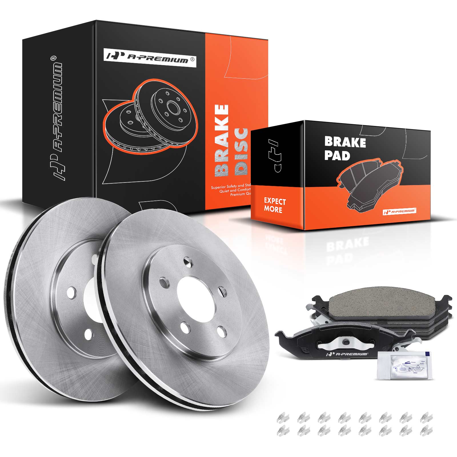 1995-2000 Chrysler Cirrus Disc Brake Rotors and Ceramic Pads Kit, 6 Pcs, Front Driver & Passenger, A-Premium, APBRPR087