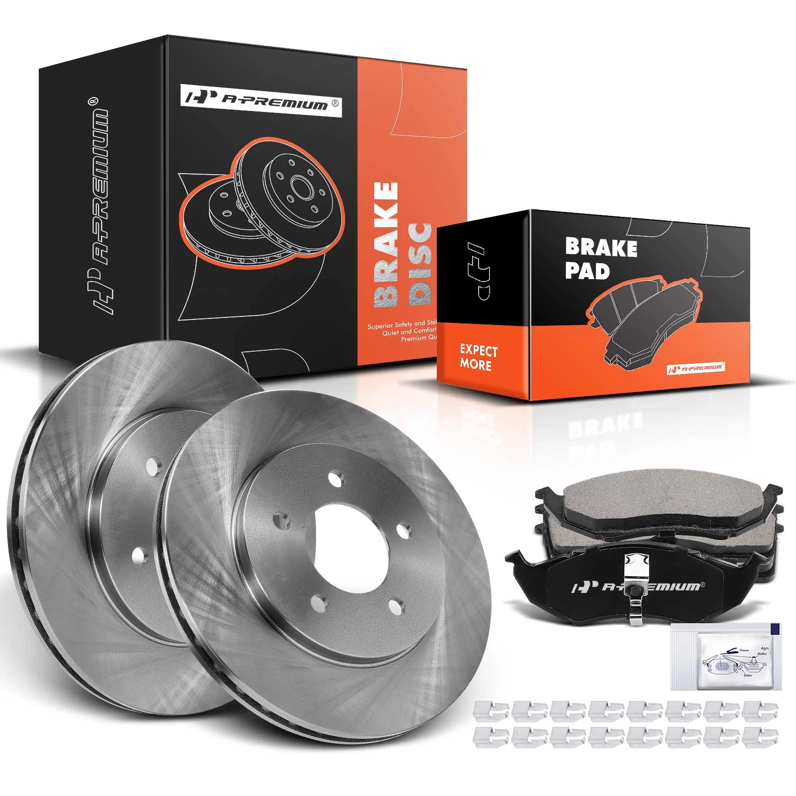 1996-2000 Chrysler Town & Country Disc Brake Rotors and Ceramic Pads Kit, 6 Pcs, Front Driver & Passenger, A-Premium, APBRPR887