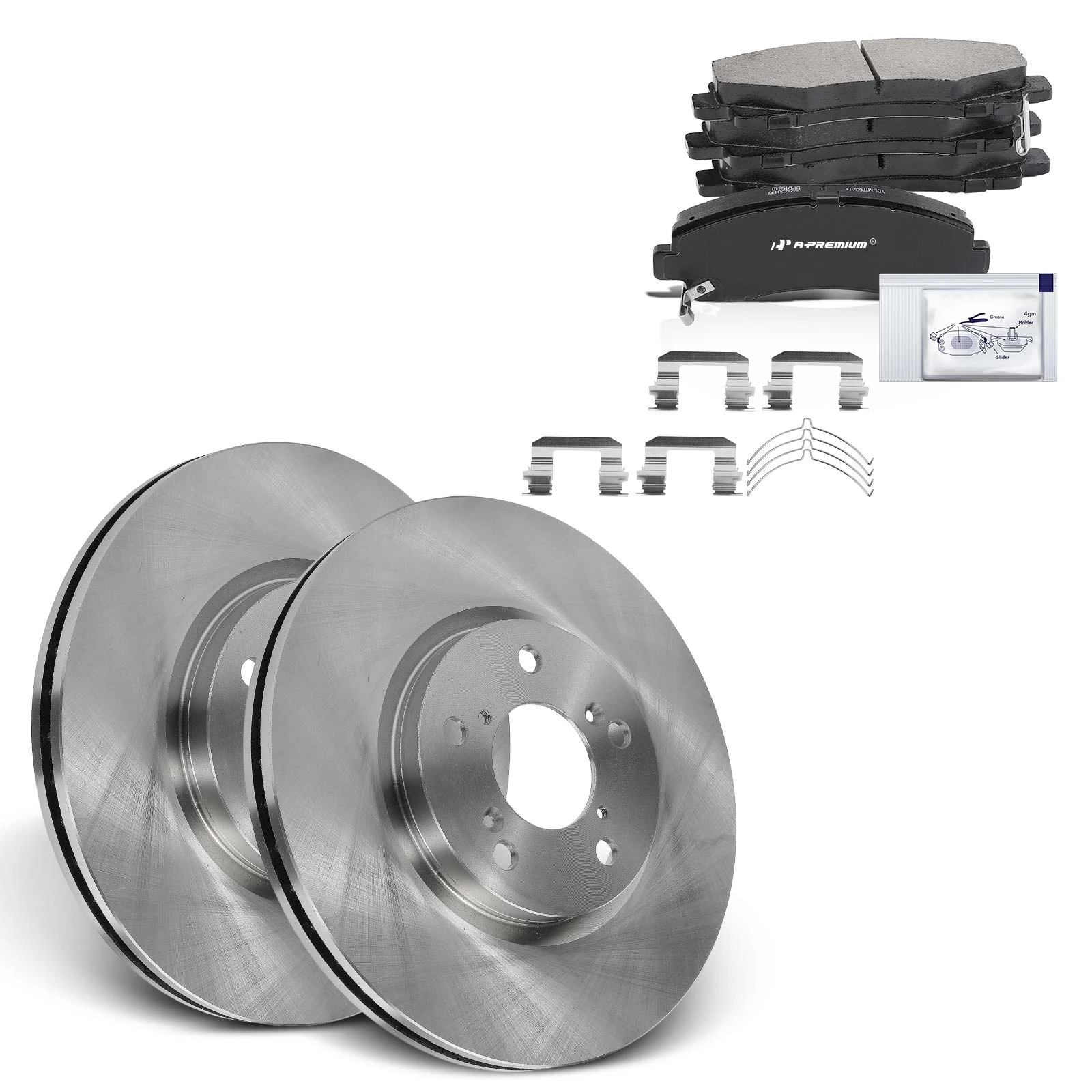 2012-2014 Honda Ridgeline Disc Brake Rotors and Ceramic Pads Kit, 6 Pcs, Front Driver & Passenger, A-Premium, APBRPR901