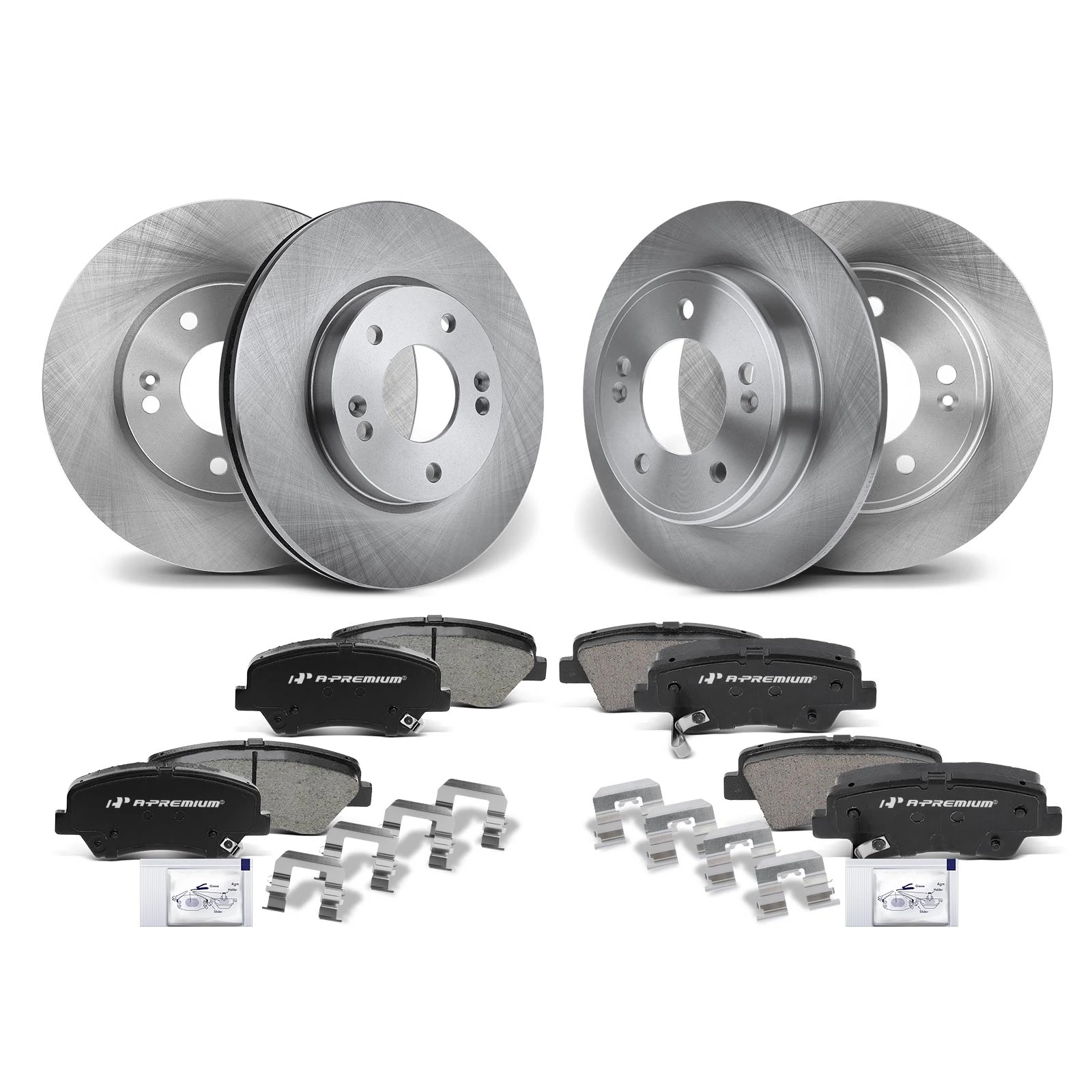 Front & Rear Disc Brake Rotors & Ceramic Brake Pads