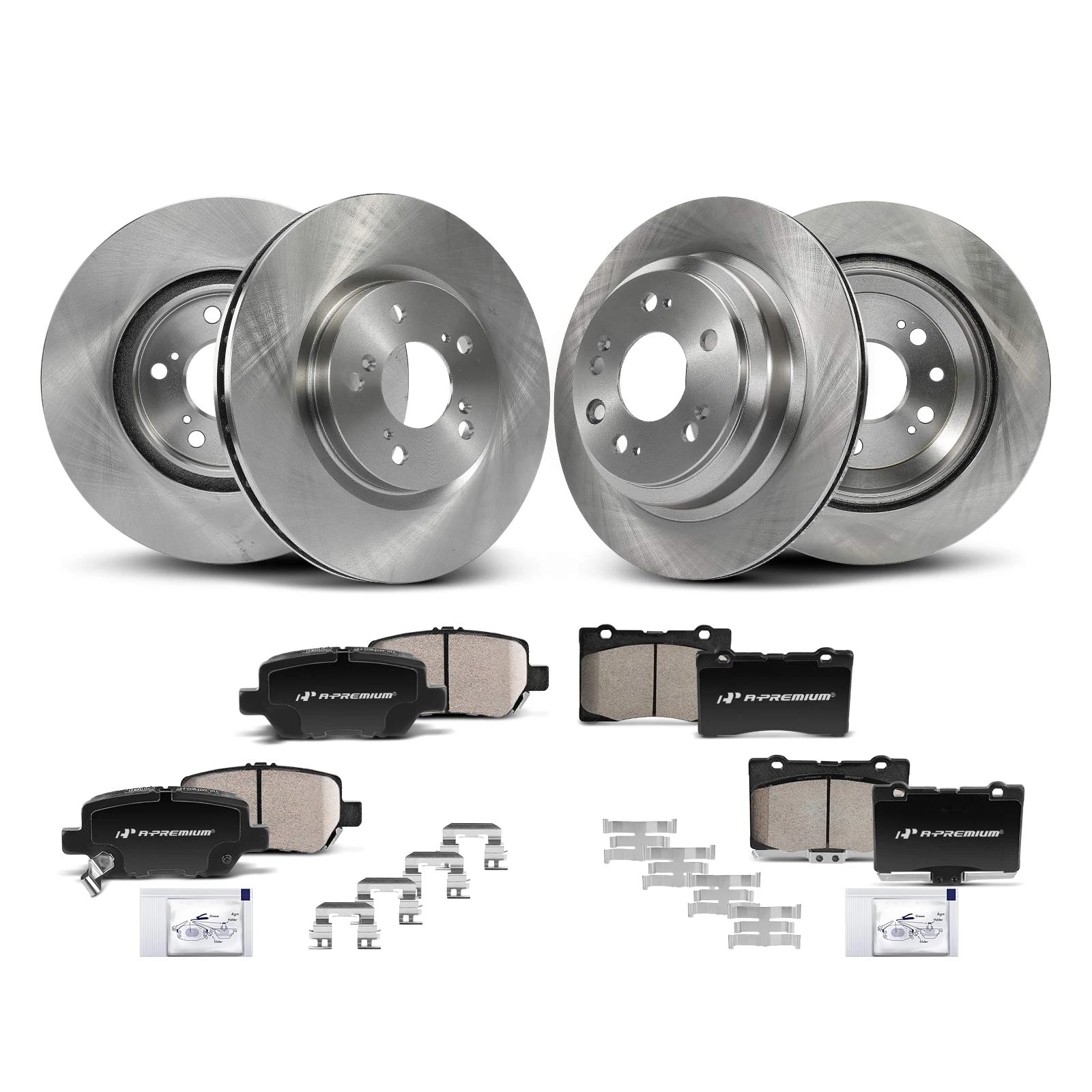 2005-2012 Acura RL Disc Brake Rotors and Ceramic Pads Kit, 12 Pcs, Front & Rear, A-Premium, APBRPR909