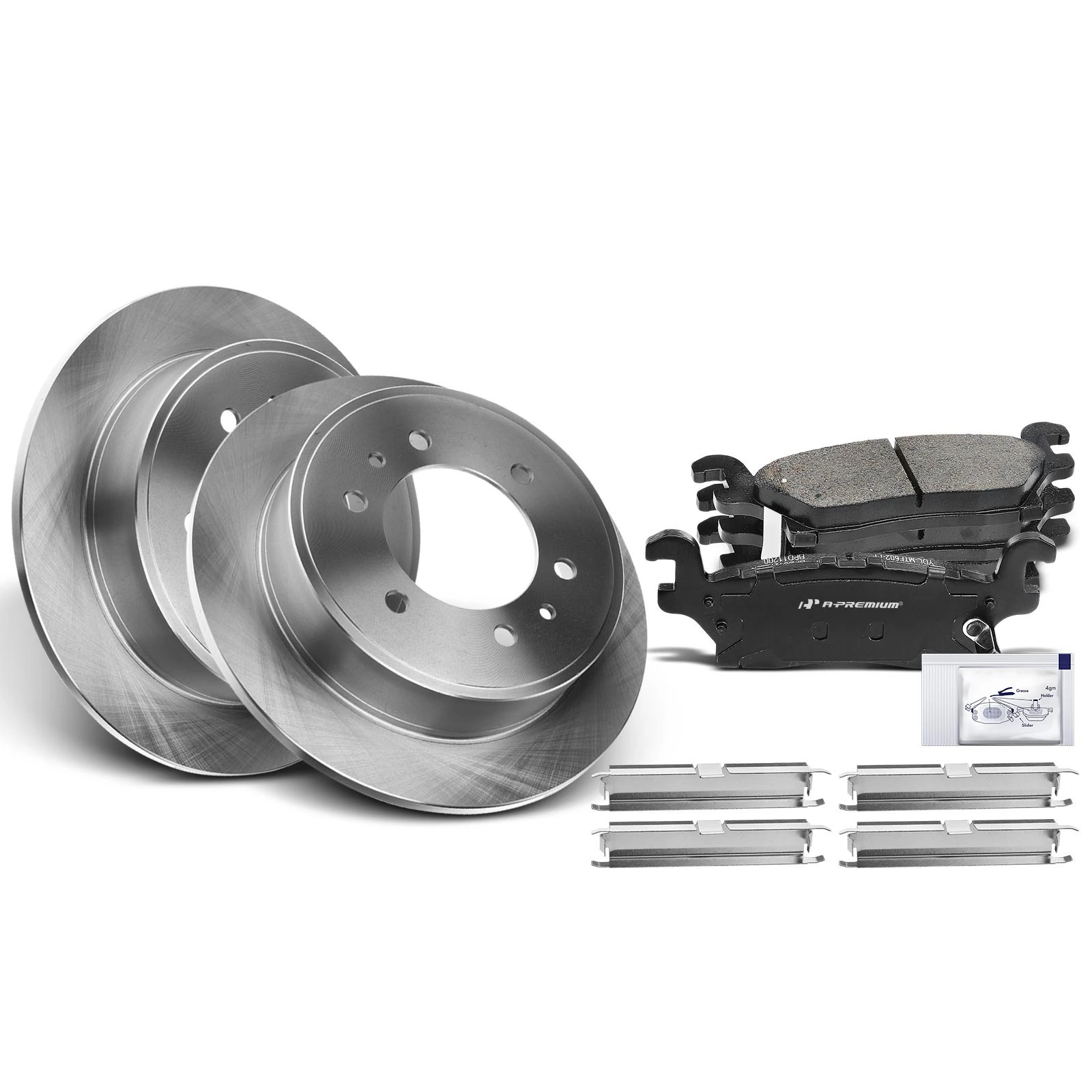 2009-2010 Hummer H3T Disc Brake Rotors and Ceramic Pads Kit, 6 Pcs, Rear Driver & Passenger, A-Premium, APBRPR129