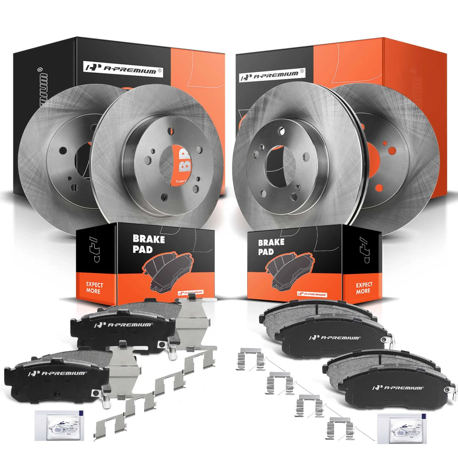 Front & Rear Disc Brake Rotors & Ceramic Brake Pads