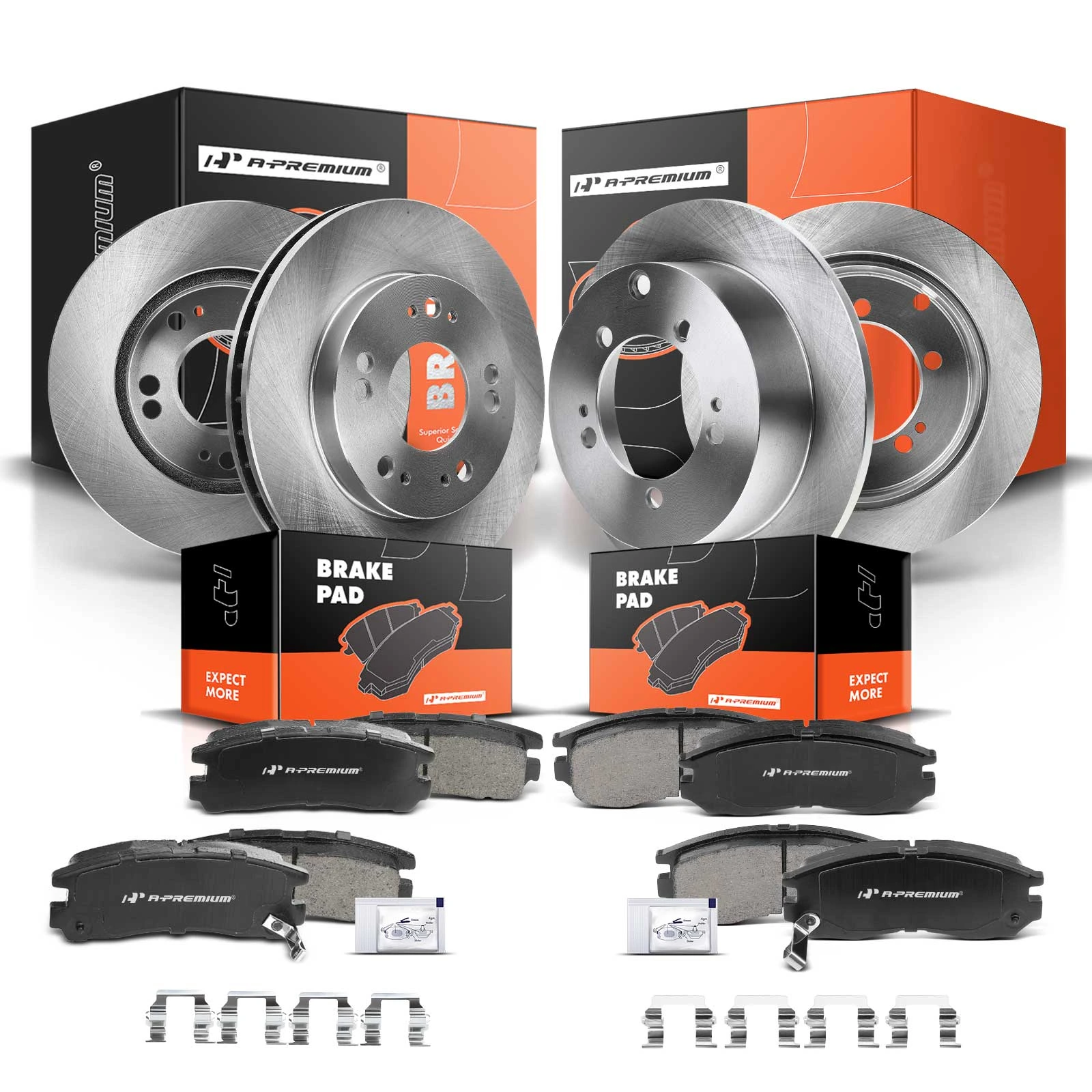 1995-1998 Eagle Talon Disc Brake Rotors and Ceramic Pads Kit, 12 Pcs, Front & Rear, A-Premium, APBRPR469