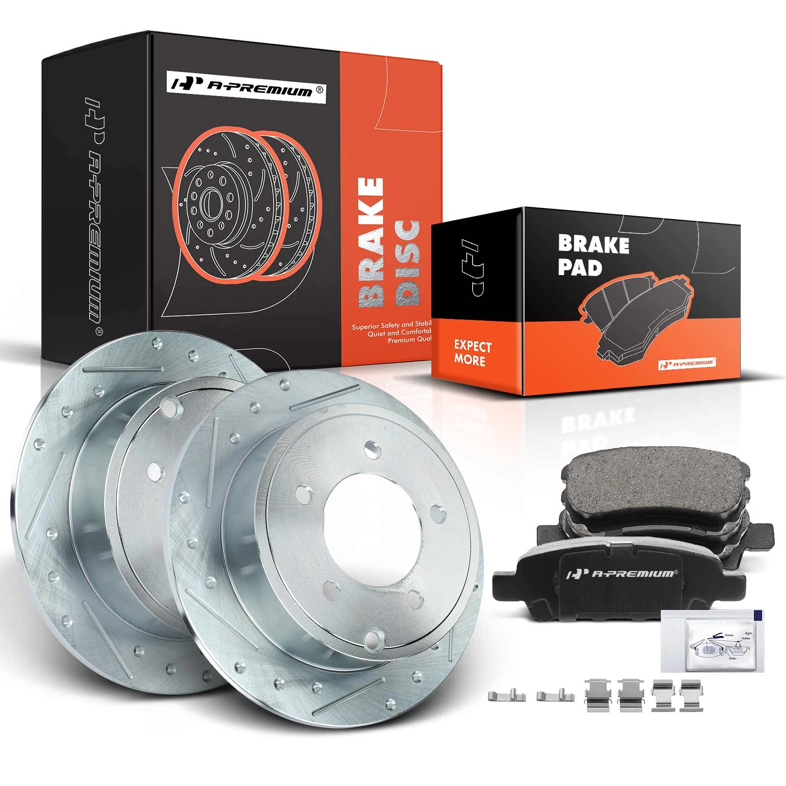 Rear Drilled Rotors & Ceramic Brake Pads