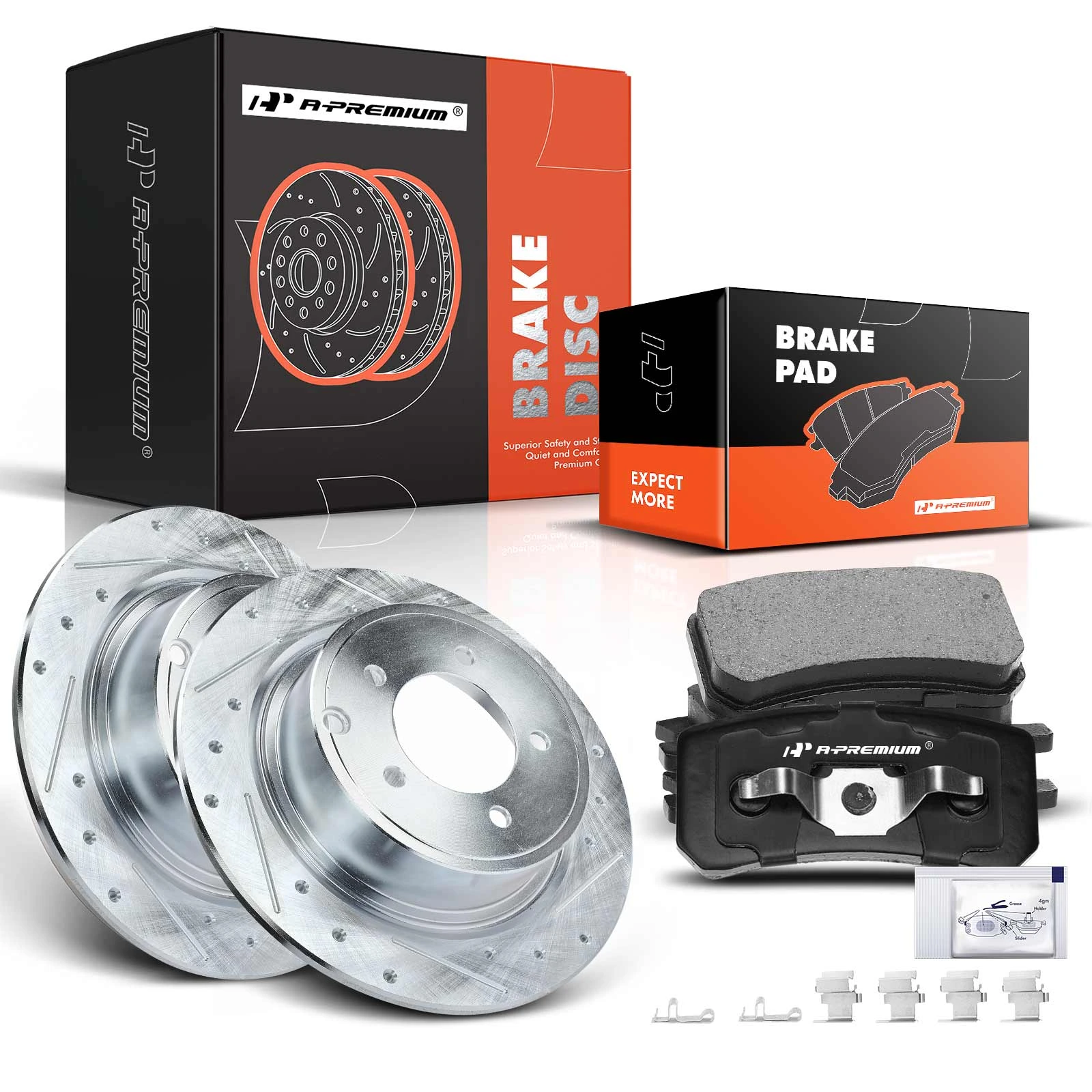 Rear Drilled Rotors & Ceramic Brake Pads