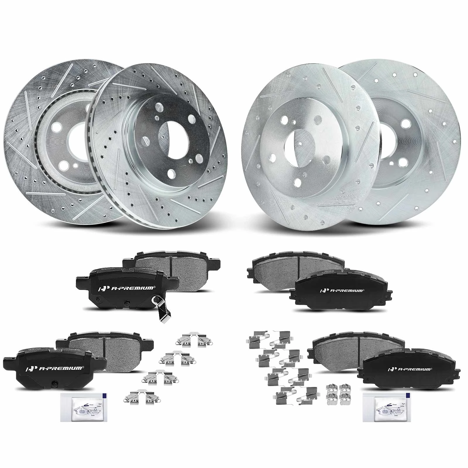 Front & Rear Drilled Rotors & Ceramic Brake Pads