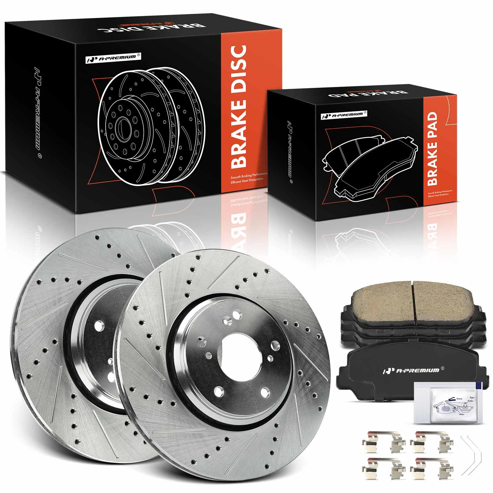 6 Pcs Front Drilled Rotors & Ceramic Brake Pads