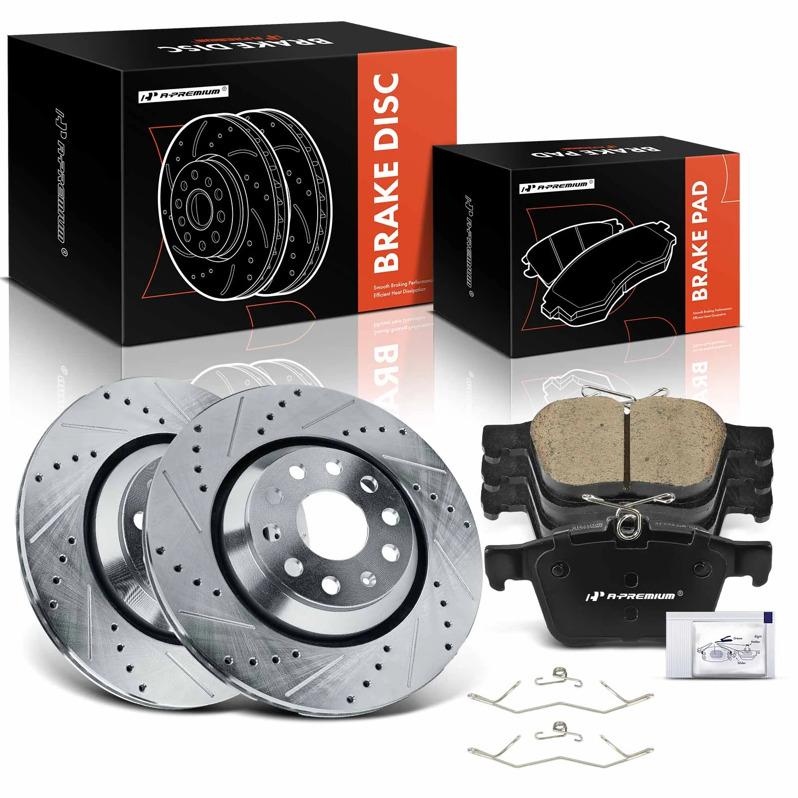 6 Pcs Rear Drilled Rotors & Ceramic Brake Pads