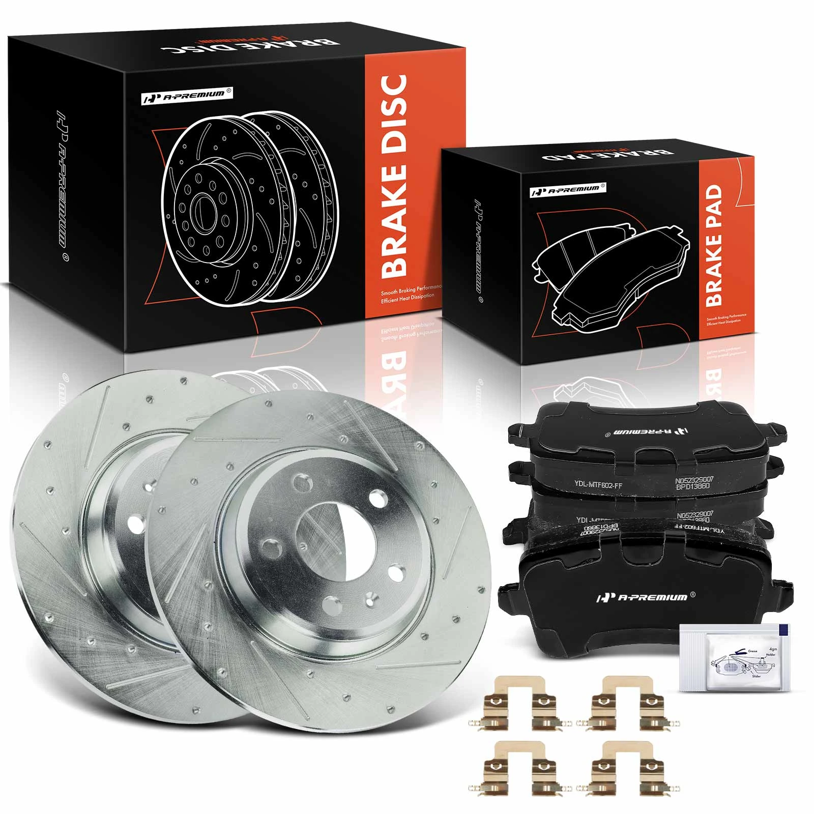 6 Pcs Rear Drilled Rotors & Ceramic Brake Pads