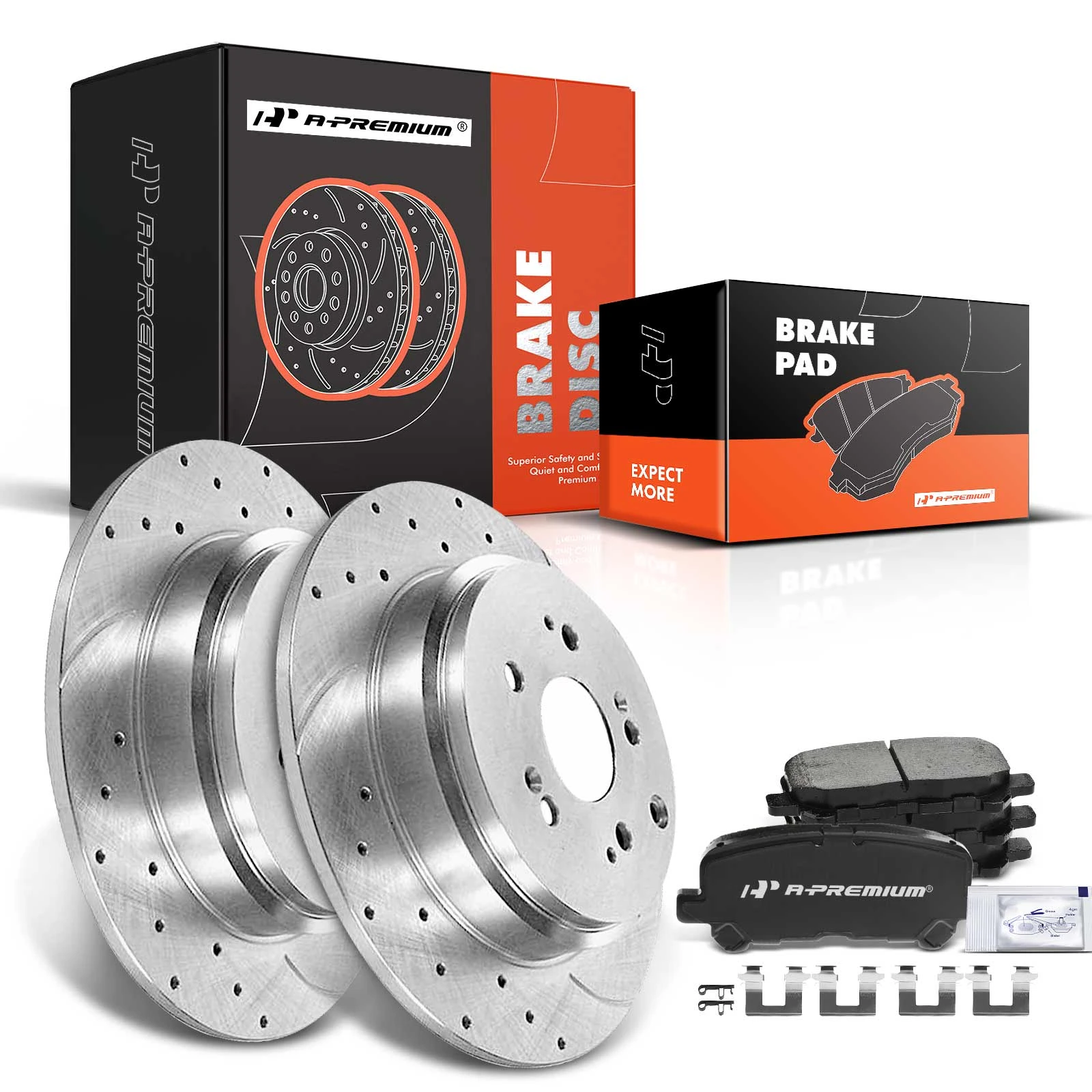 Rear Drilled Rotors & Ceramic Brake Pads