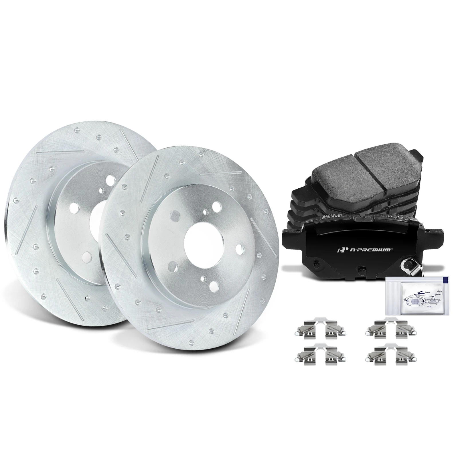 Rear Drilled Rotors & Ceramic Brake Pads