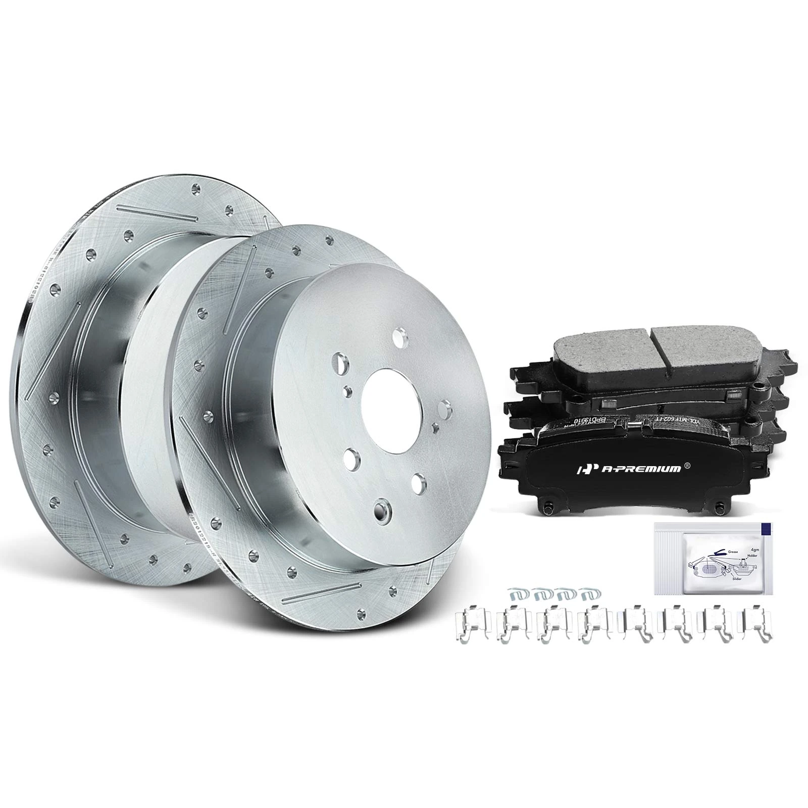 Rear Drilled Rotors & Ceramic Brake Pads