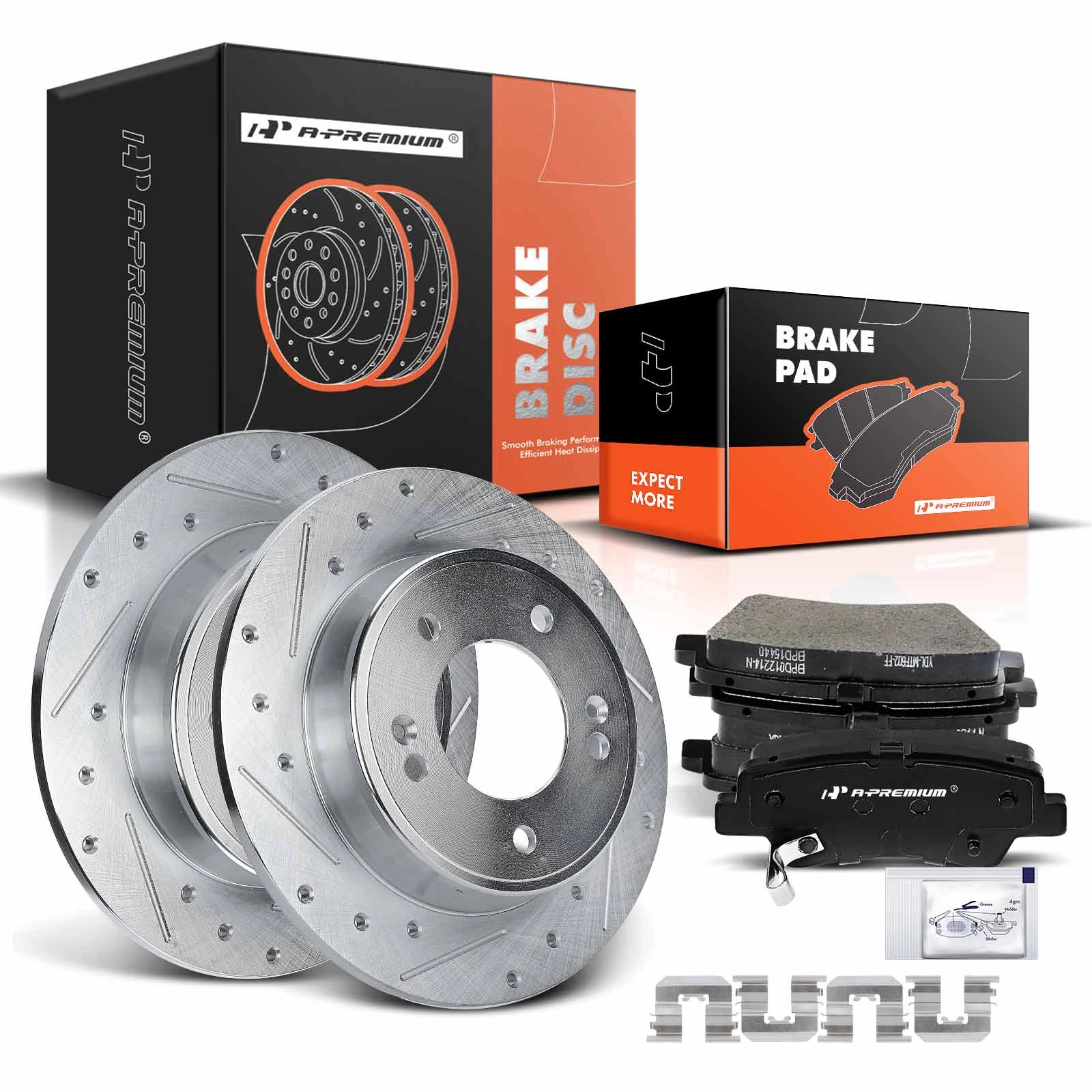 Rear Drilled Rotors & Ceramic Brake Pads