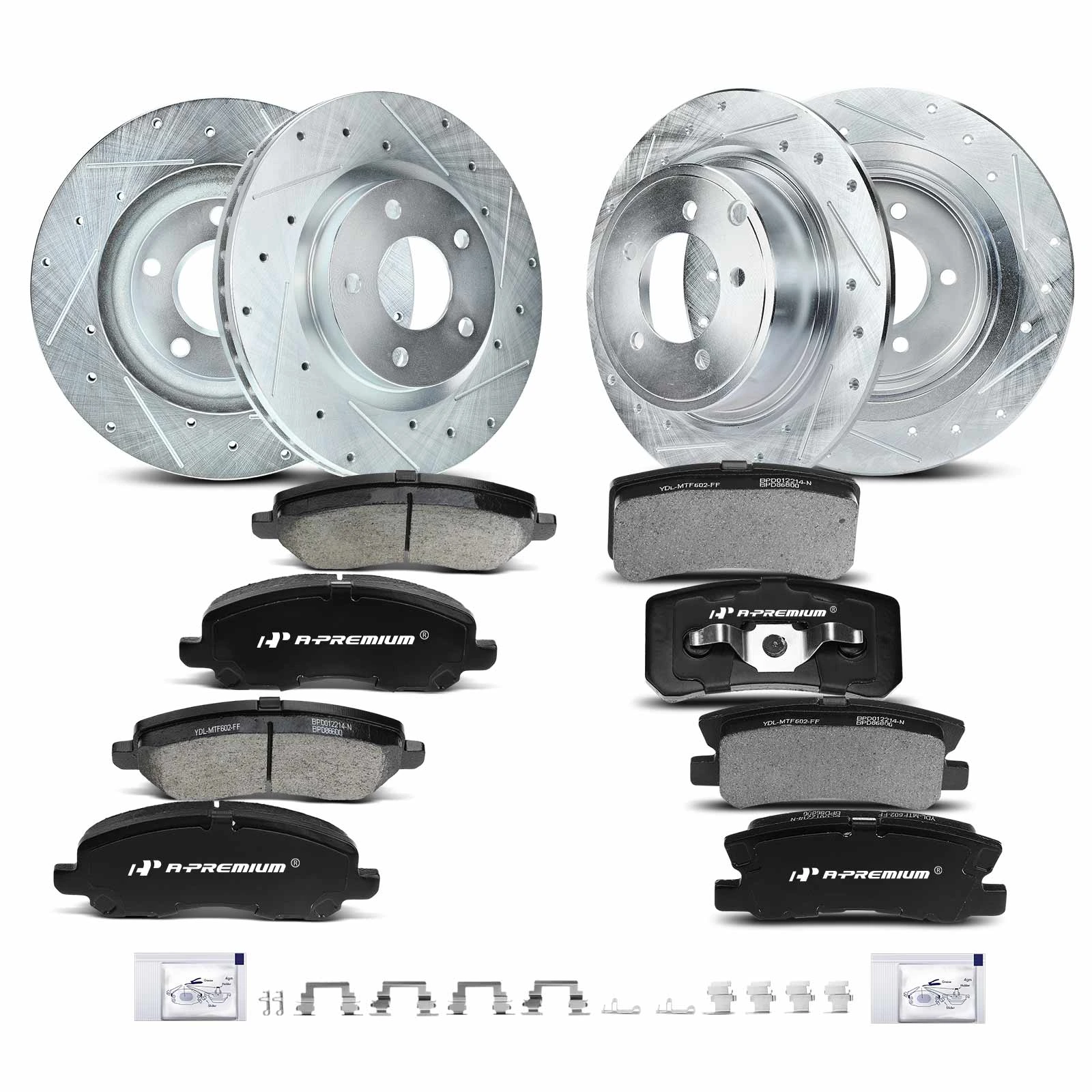 Front & Rear Drilled Rotors & Ceramic Brake Pads