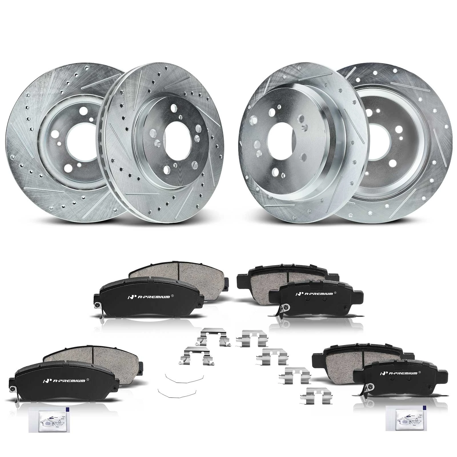 Front & Rear Drilled Rotors & Ceramic Brake Pads
