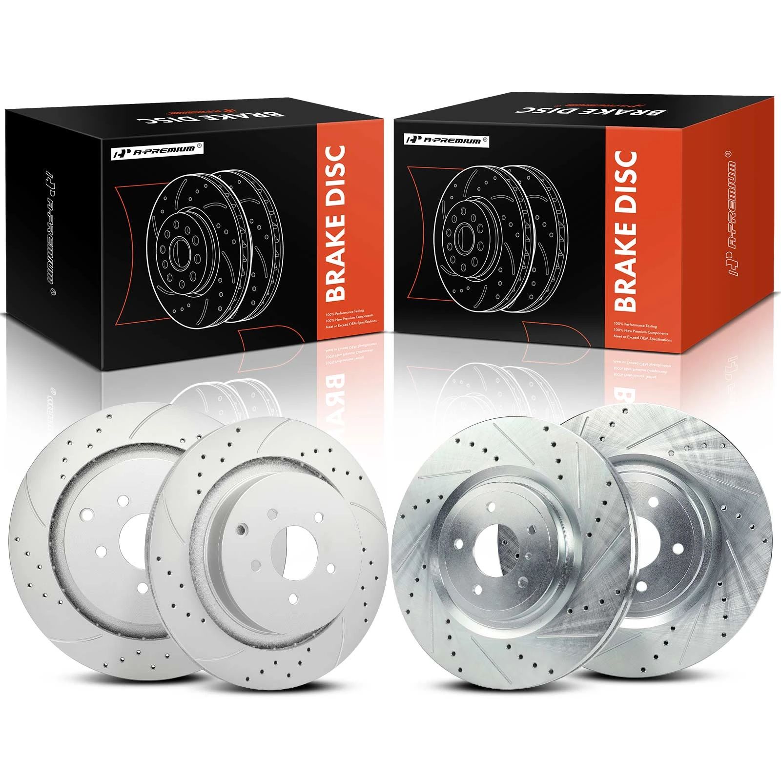 4 Pcs Front & Rear Drilled Brake Rotors for 2015-2019 INFINITI Q70L