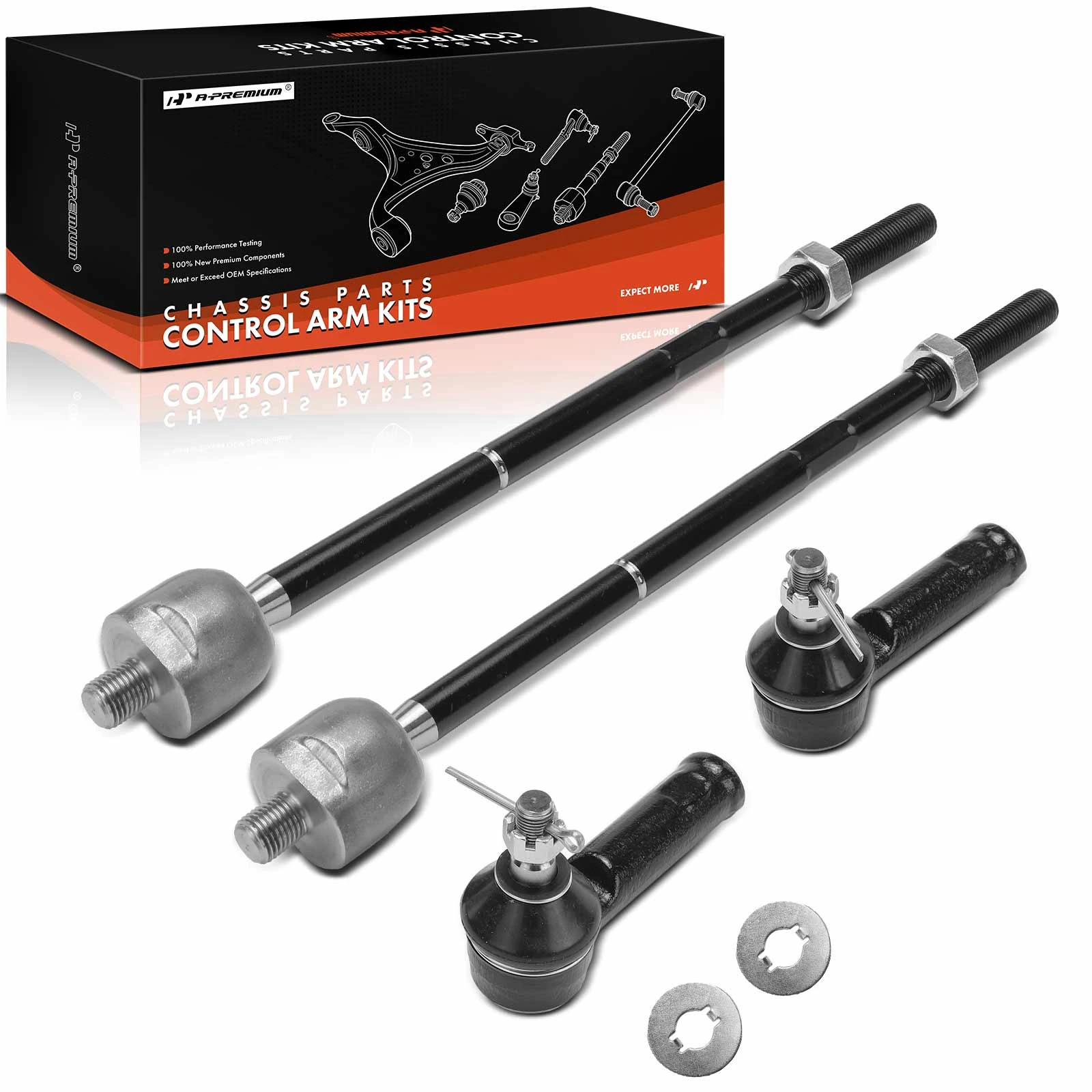 4 Pcs Front Inner & Outer Tie Rod End Kit