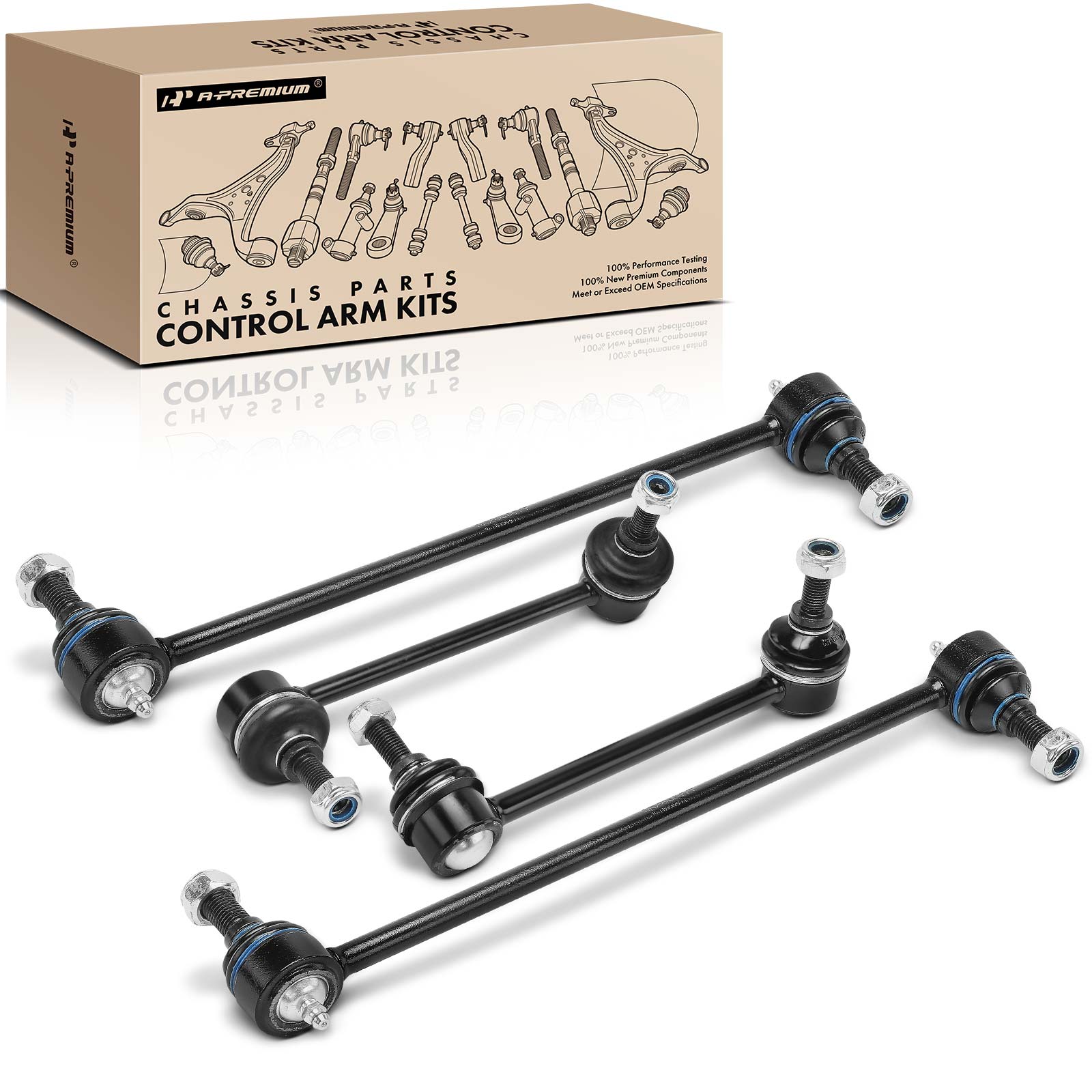 4 Pcs Front & Rear Stabilizer Sway Bar Link Kit