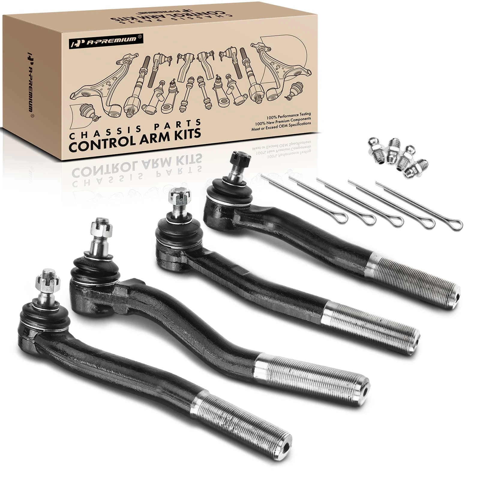 4 Pcs Lower & Upper Outer Steering Tie Rod End