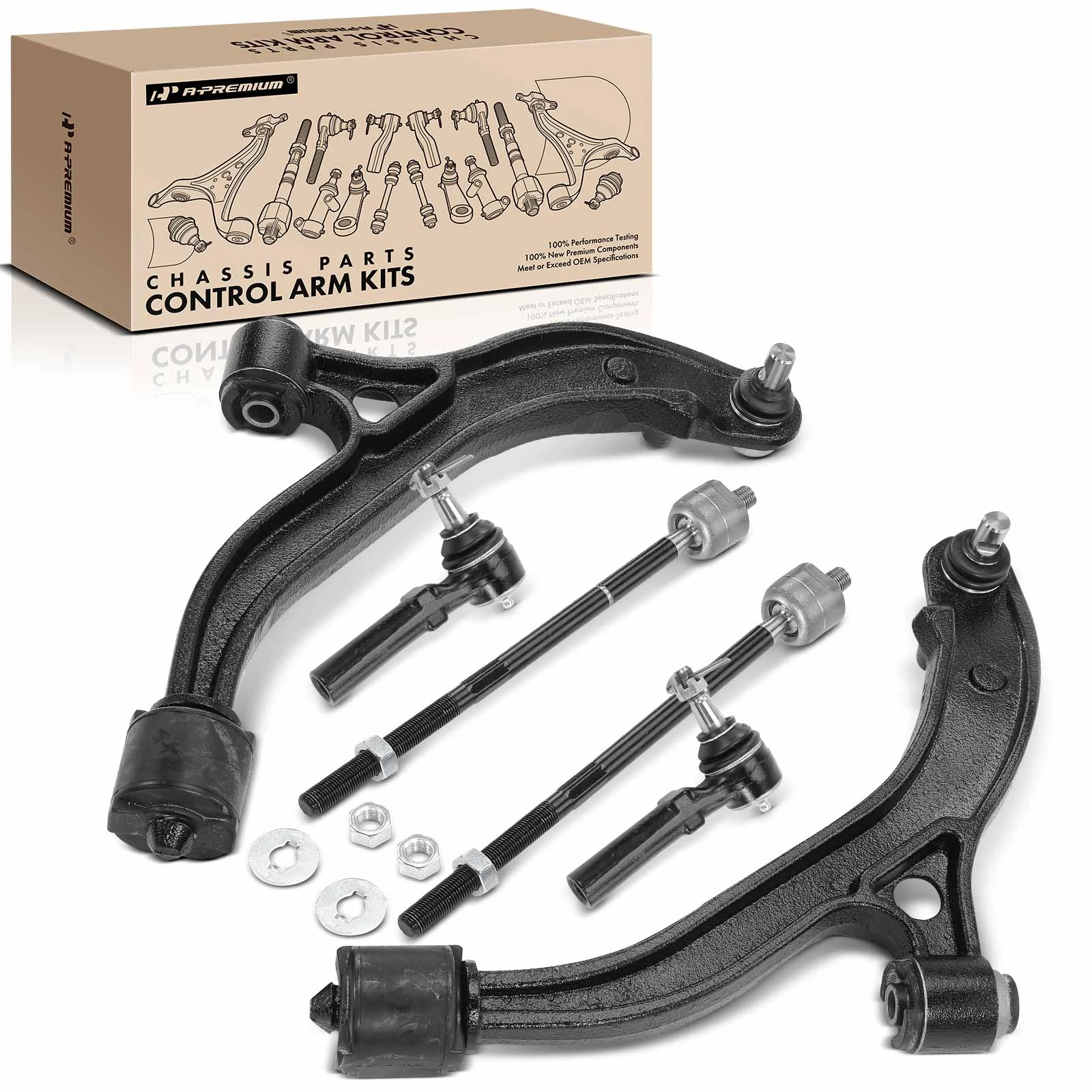 A Set of 6 Control Arm and Tie Rod End Kit Front Side A-Premium APCA1284