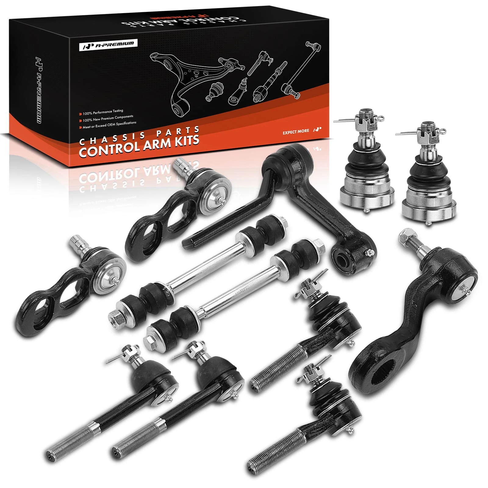 A Set of 12 Ball Joint and Sway Bar Link Full Kit Front & Rear A-Premium APCA1380