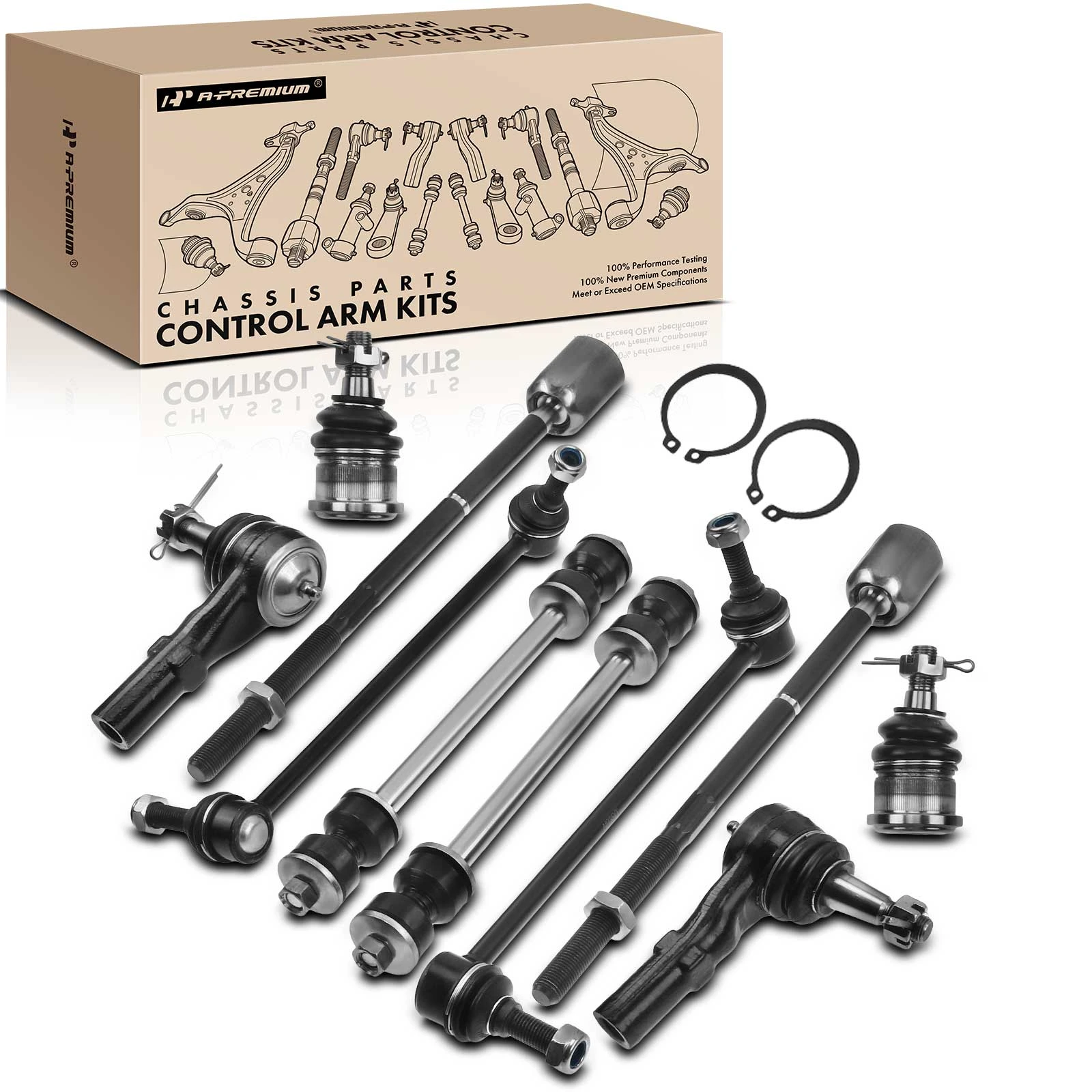 1996-2005 Mercury Sable A Set of 10 Ball Joint Sway Bar Link and Tie Rod End Kit Front & Rear A-Premium APCA1488