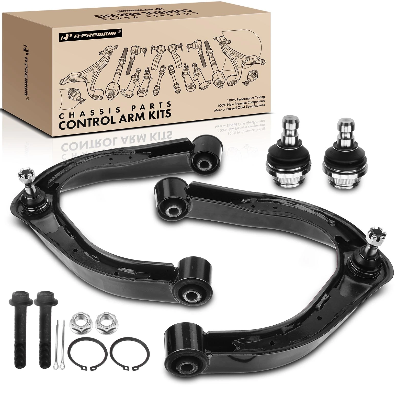 4 Pcs Front Upper Control Arms & Ball Joints