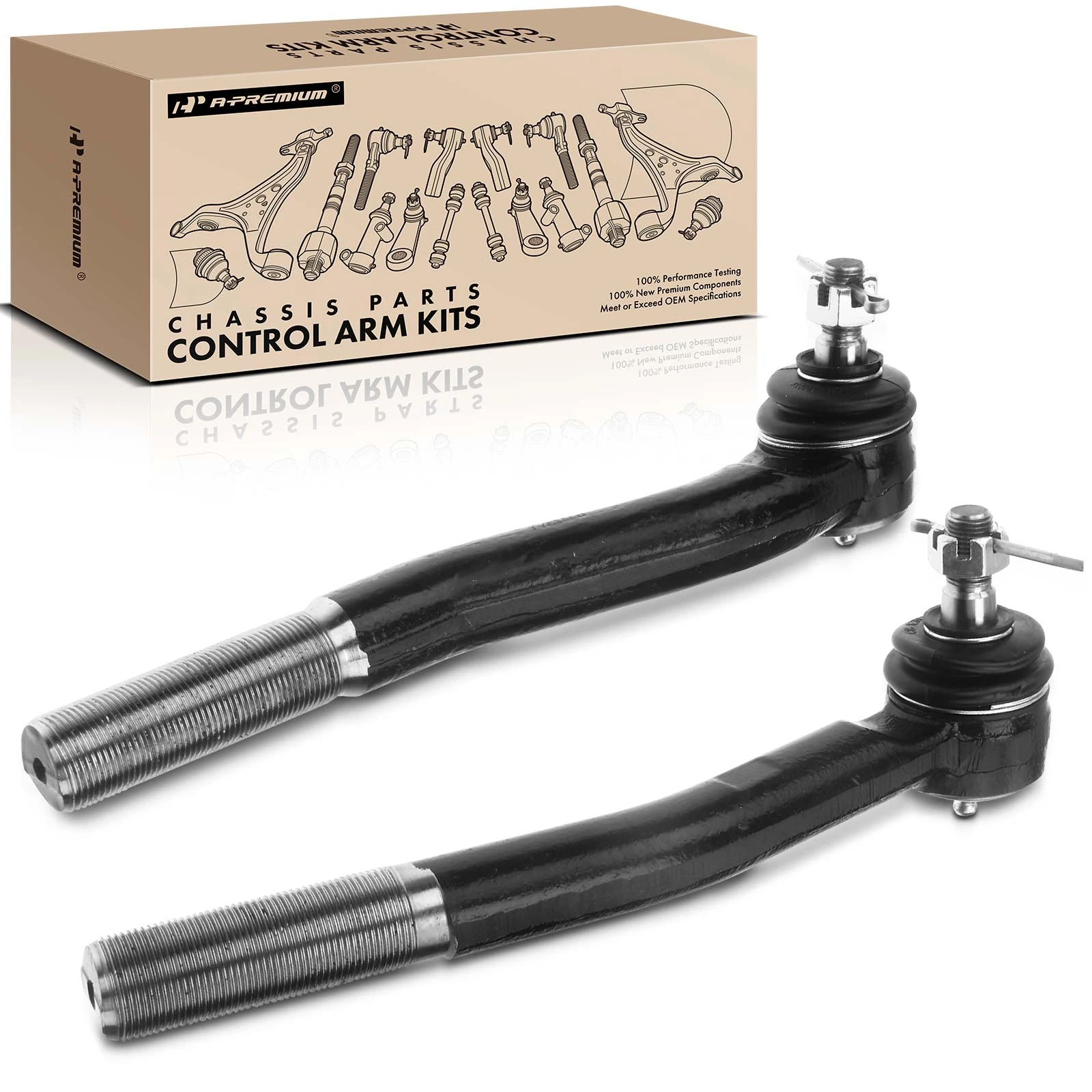 2 Pcs Driver & Passenger Upper Outer Tie Rod End