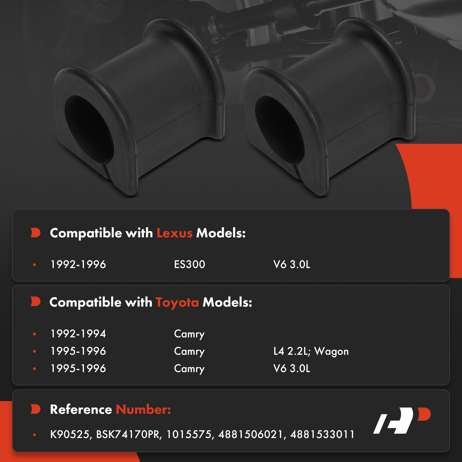 2-Pc Stabilizer Bar Bushing, Front To Frame A-Premium APCA9677